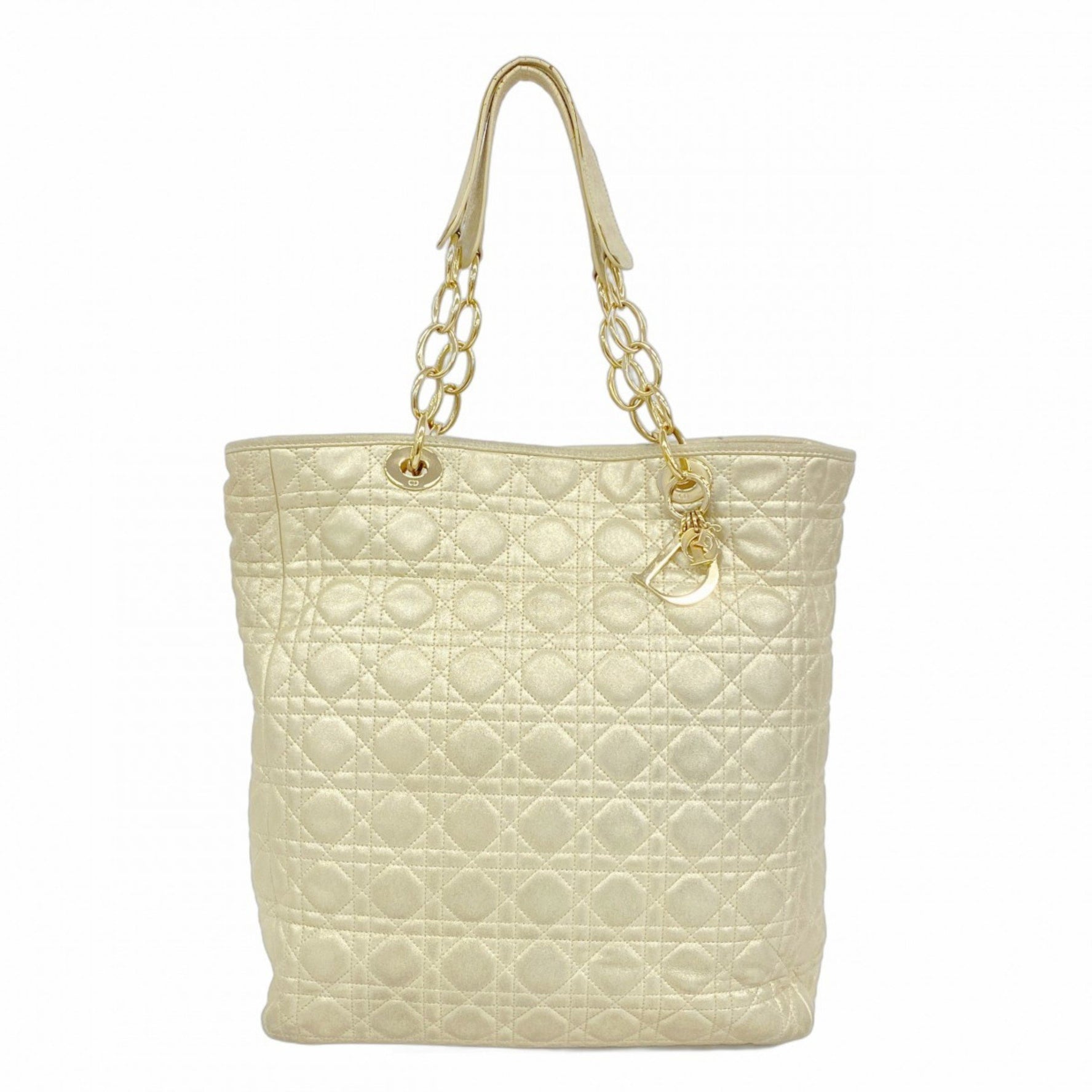 Christian Dior Cannage Leather Handbag in and Champagne