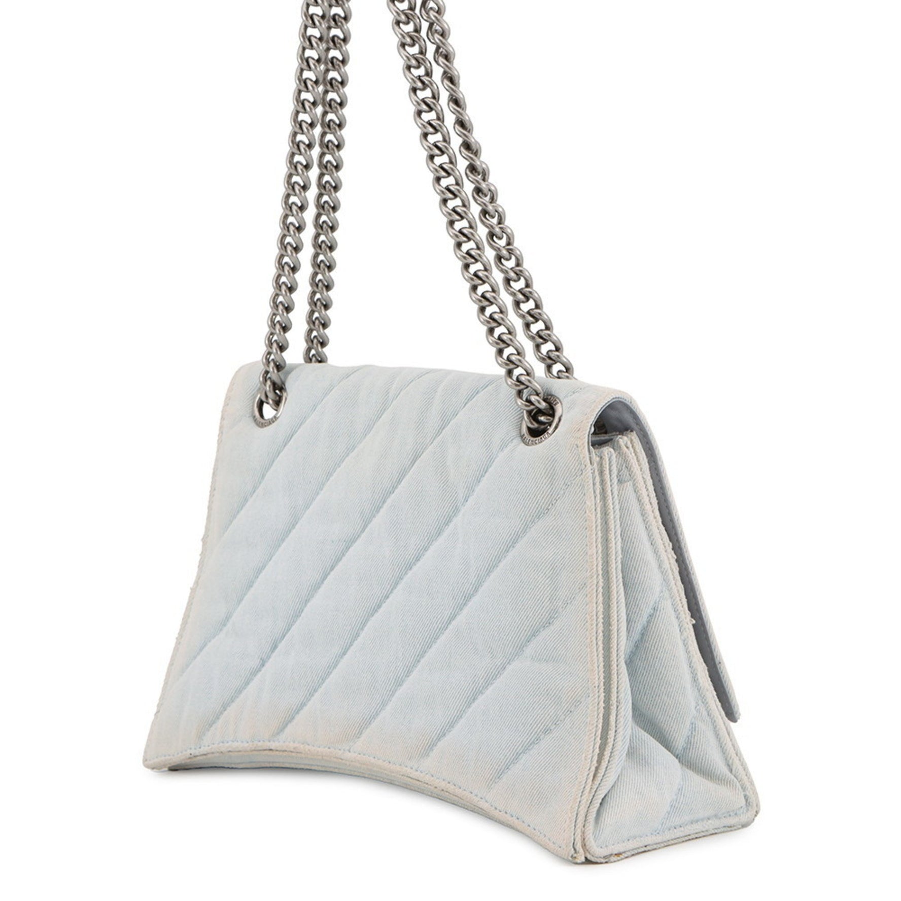 Balenciaga Chain Shoulder Bag in Crushed Medium Denim