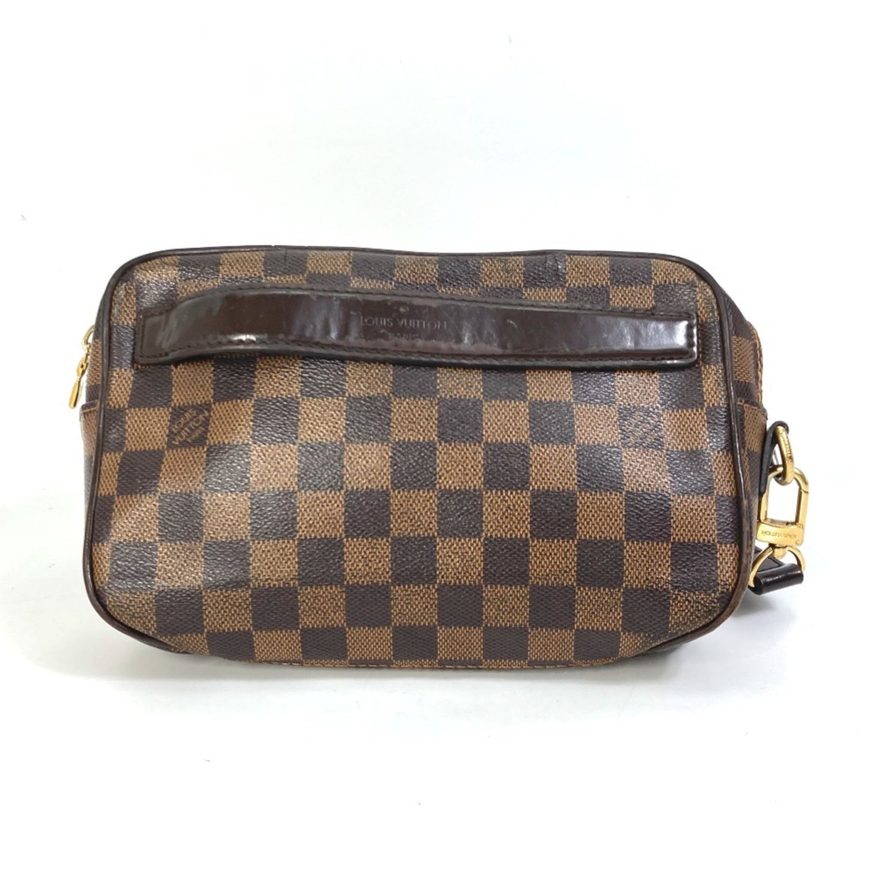 LOUIS VUITTON N41219 Damier Pochette Saint Paul Pouch with Strap, Men's Canvas Ebene Brown