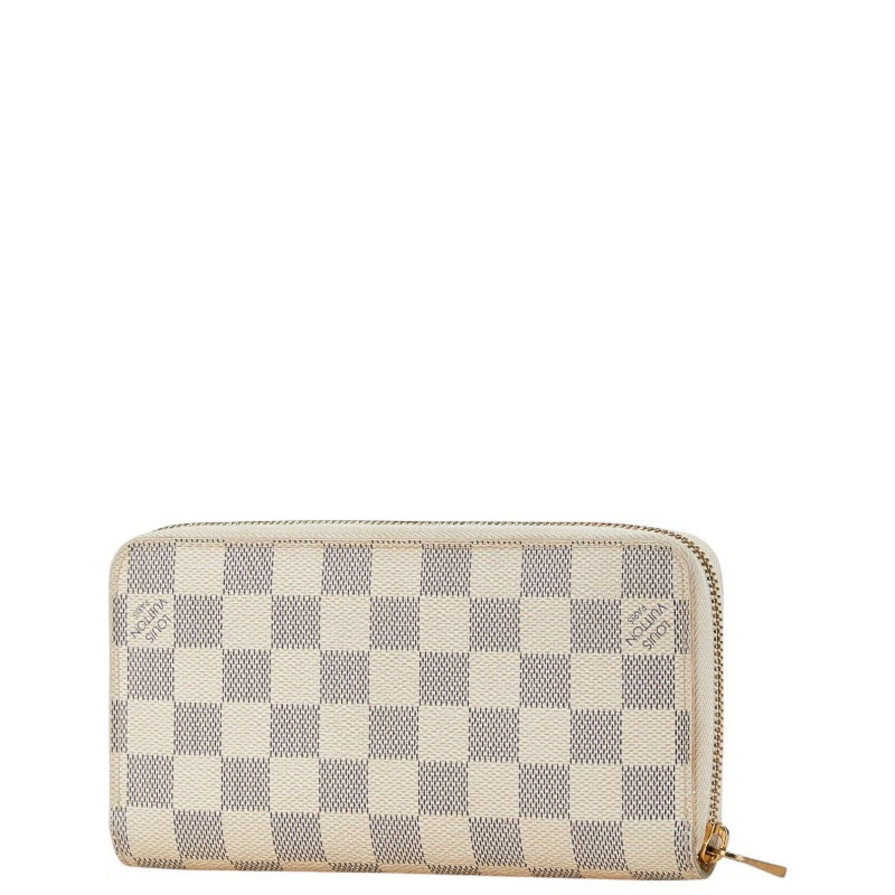 Louis Vuitton Damier Azur Zippy Wallet Round Long N60019 White PVC Women's LOUIS VUITTON