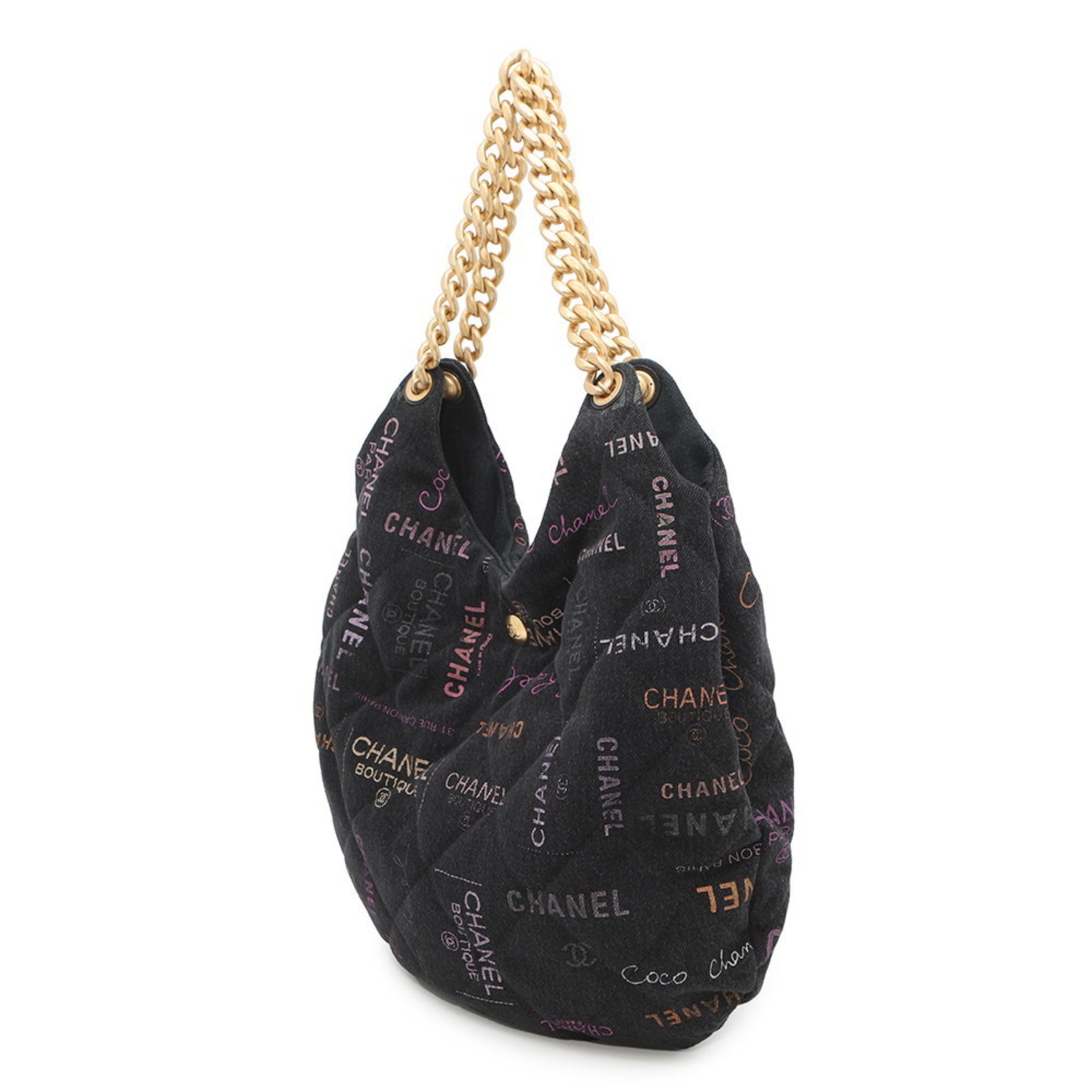 Chanel Chain Shoulder Bag with Coco Mark, Matelasse Hobo Bag, Denim AS3127 CHANEL