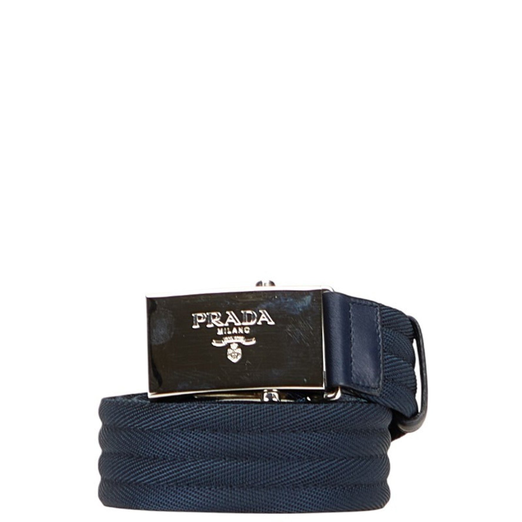 Prada Gacha Belt, Size: 90/36, 2C3497, Navy, Nylon, Leather, Men's, PRADA