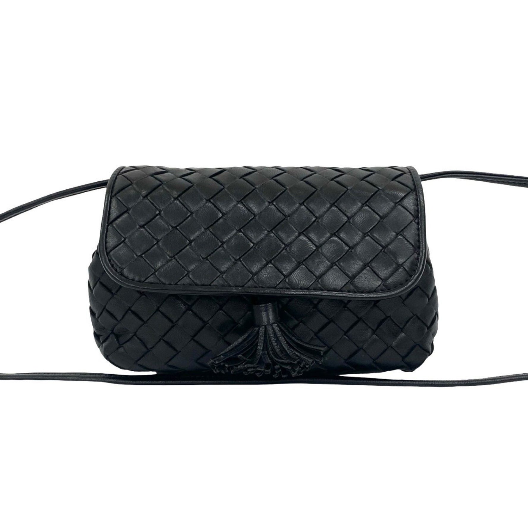 BOTTEGA VENETA Intrecciato Leather Tassel Mini Shoulder Bag Pochette
