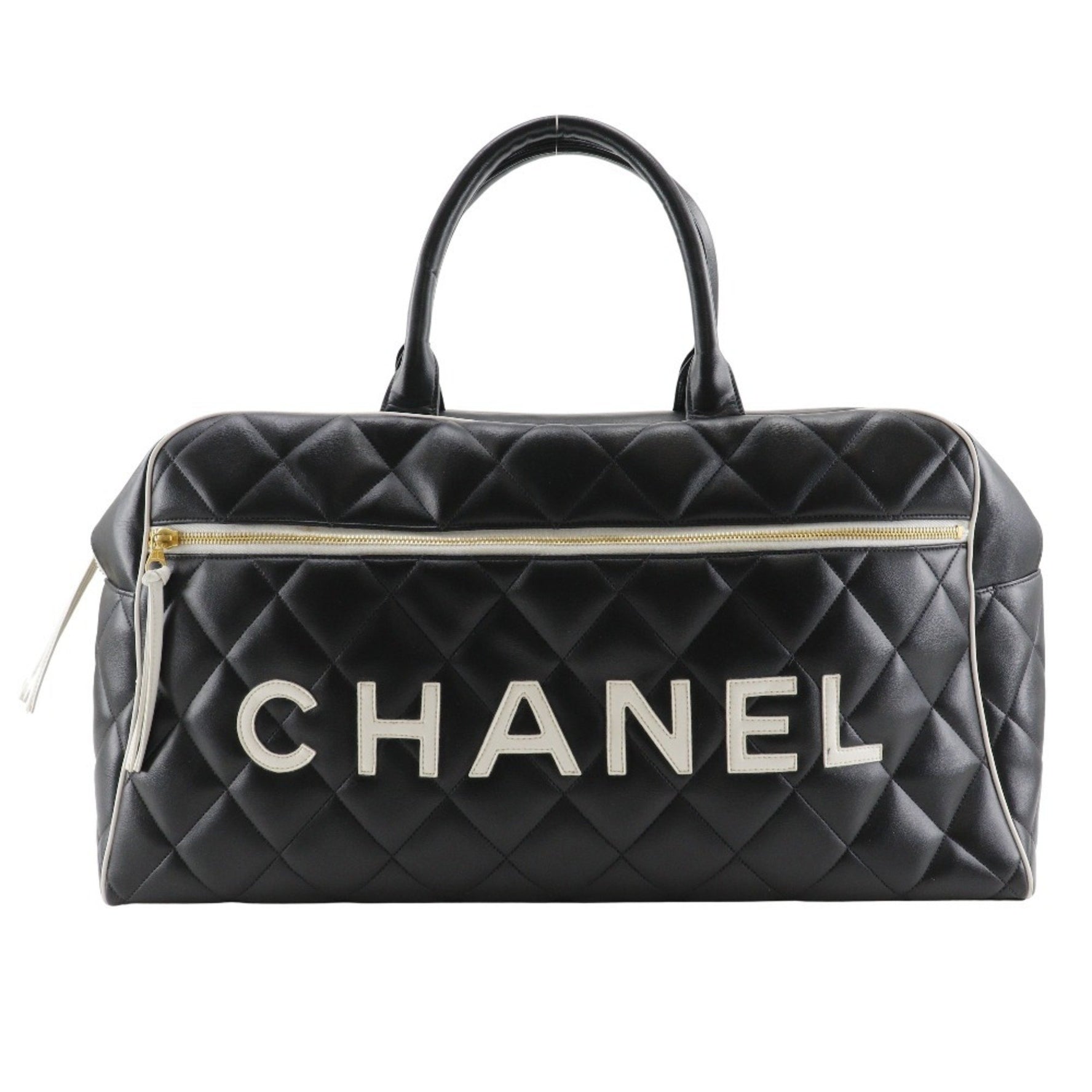 CHANEL Matelasse Boston Bag Calf Logo