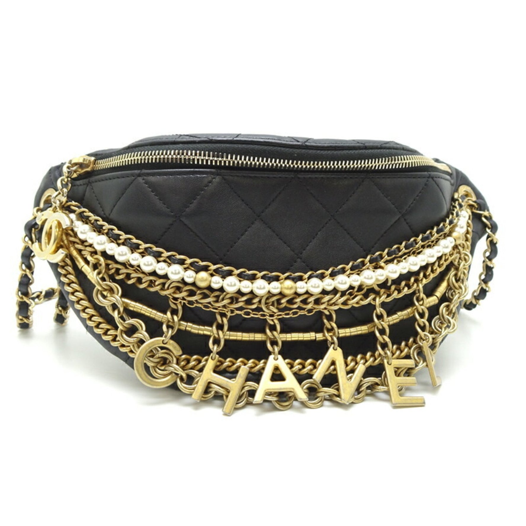 Chanel Waist Pouch Women's Body Bag Leather Black
