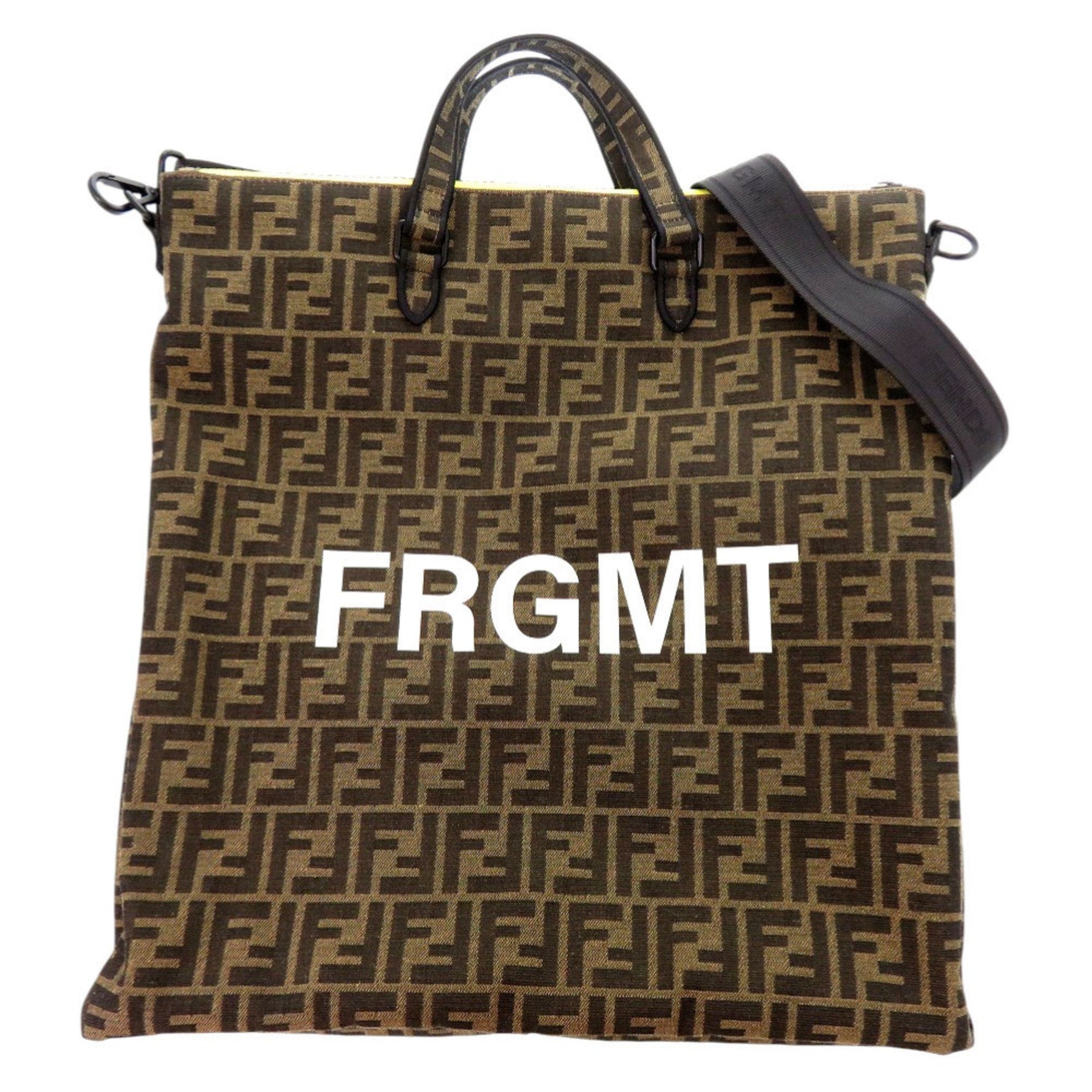 Like new Fendi x collaboration Zucca jacquard brown and black tote bag 1067