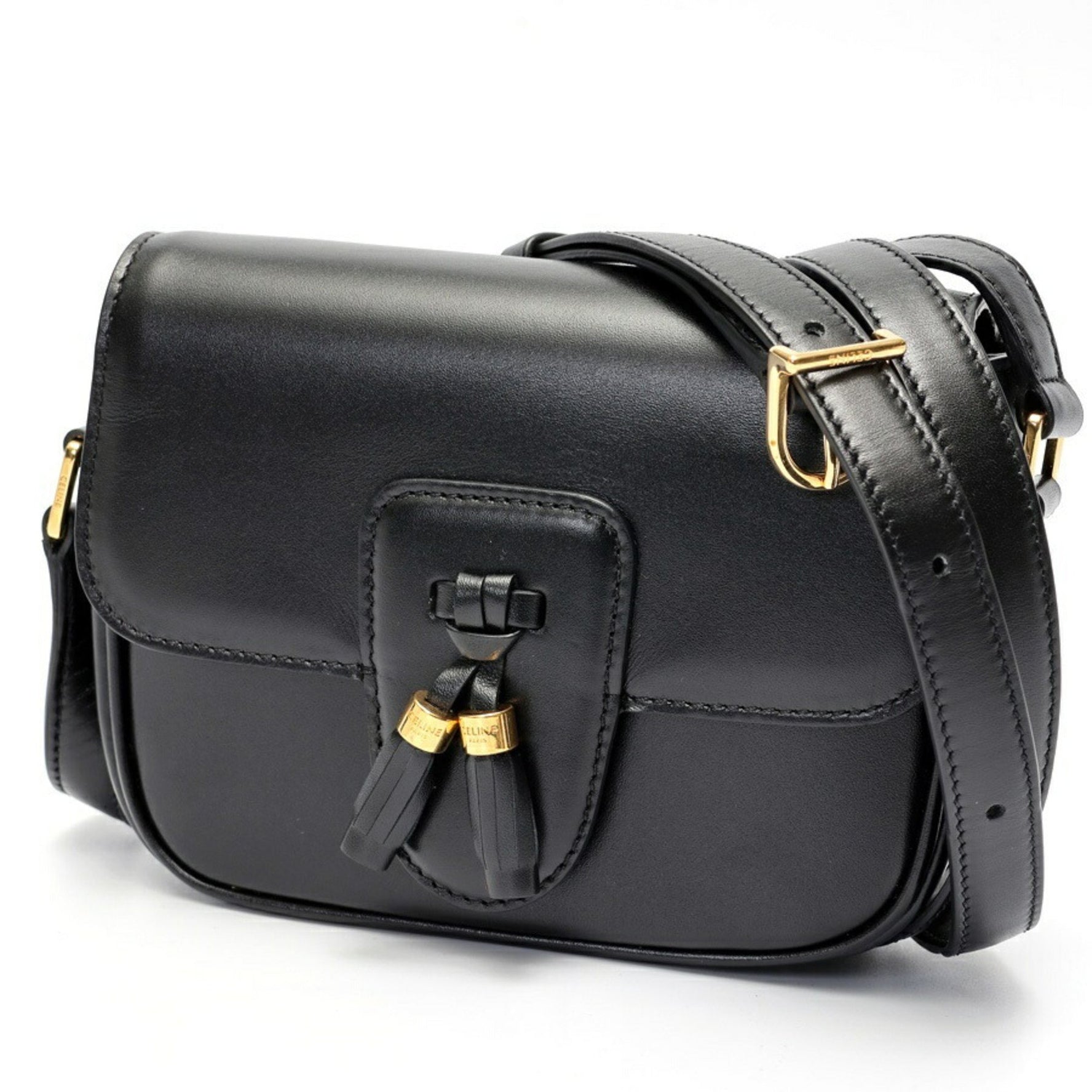 CELINE Tassels Shoulder Bag Leather