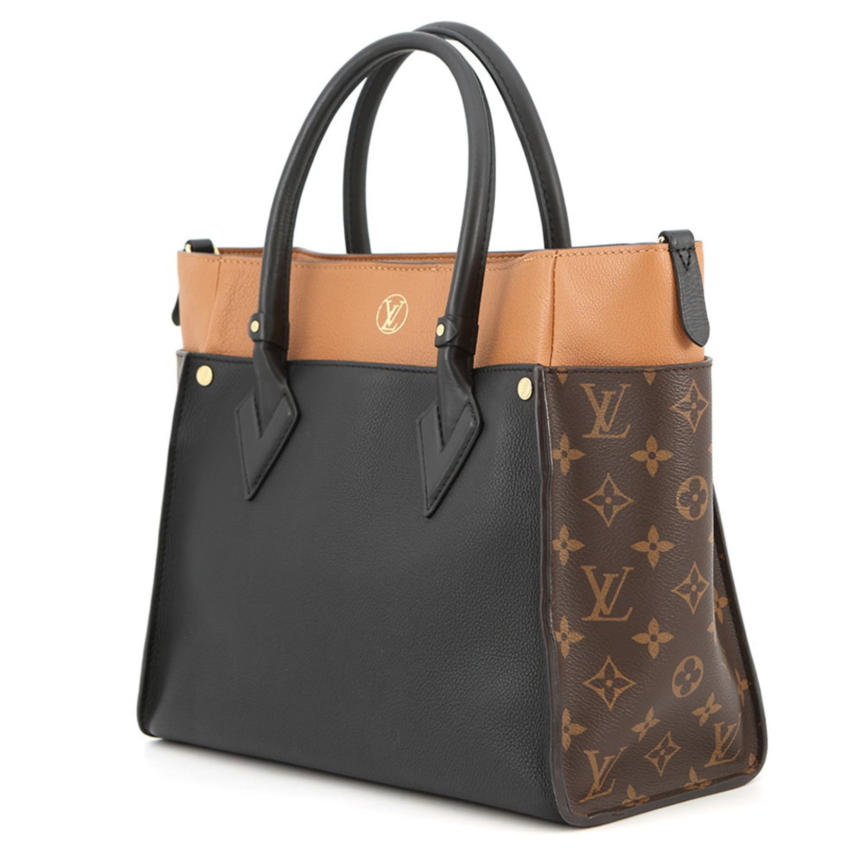 Louis Vuitton Monogram Calfskin Handbag On My Side MM LOUIS VUITTON Black