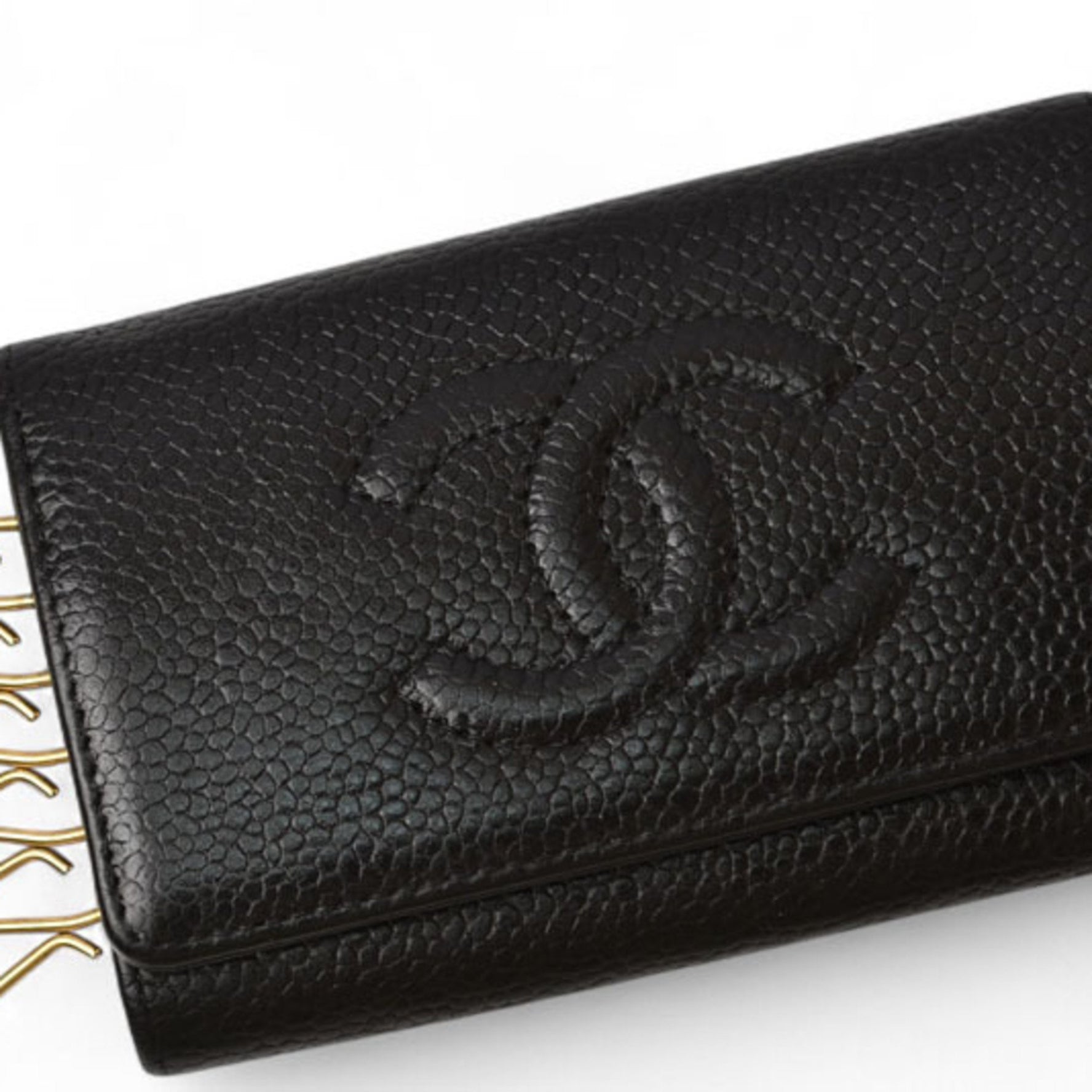 CHANEL key case with CC mark and caviar leather