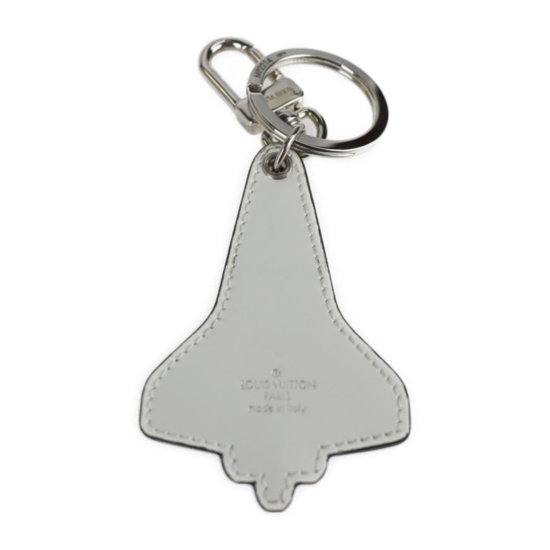Louis Vuitton Porto Clé Mascot Locket Keychain Metal Leather Blue Silver White