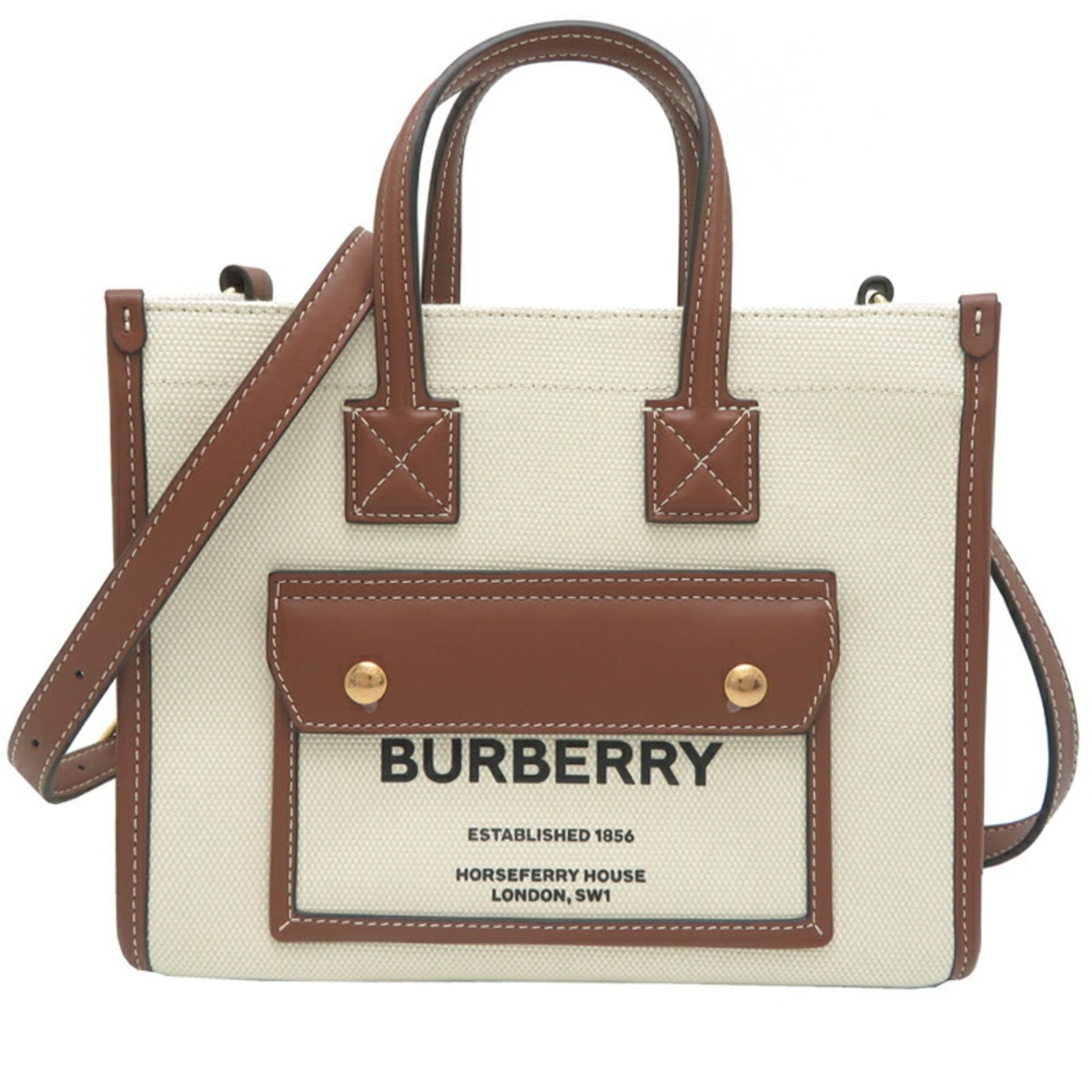 Burberry Freya Tote Bag Cotton Natural/Tan (Beige x Brown)