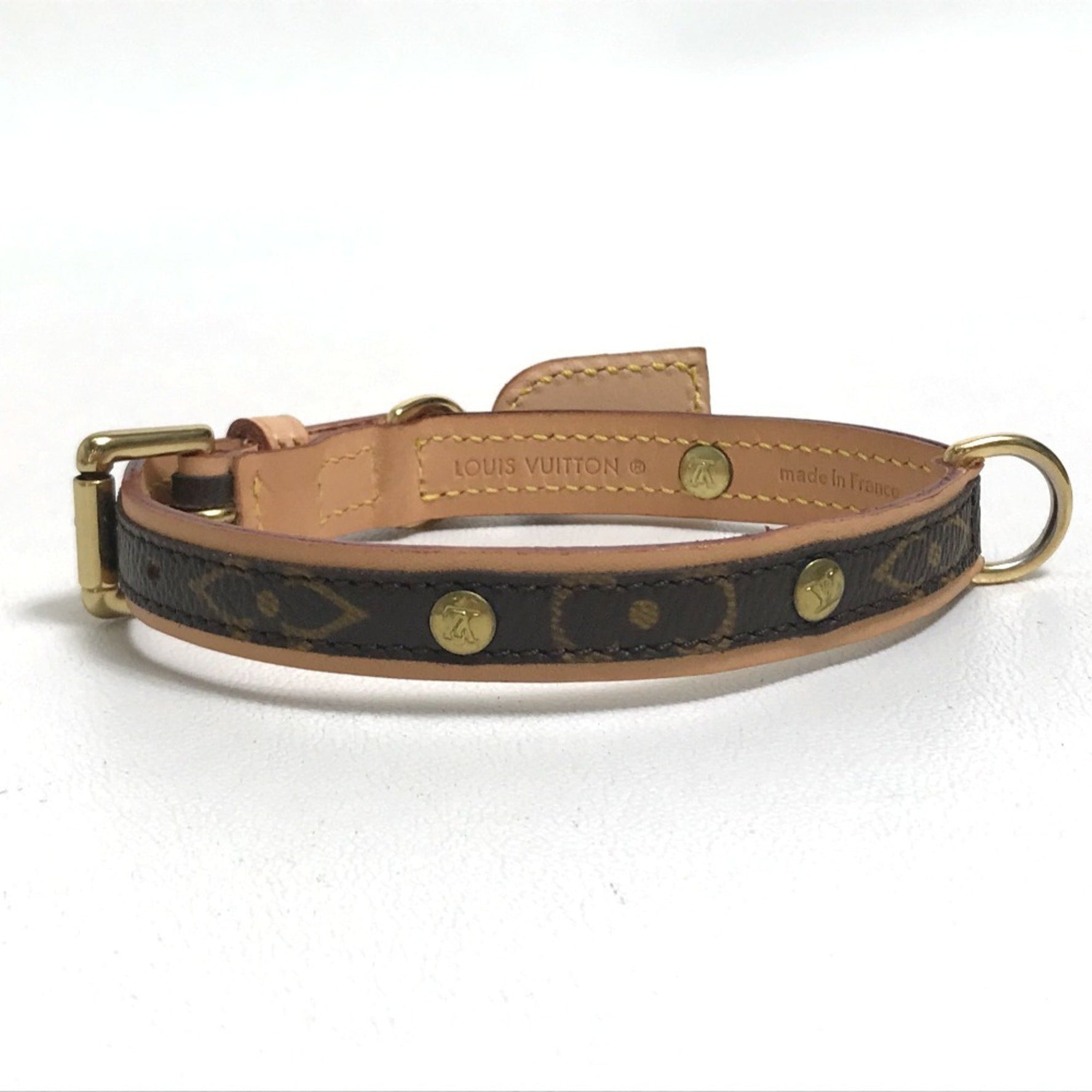 LOUIS VUITTON M58072 Monogram Collier Baxter PM Small Dog Collar, Canvas, Women's, Brown