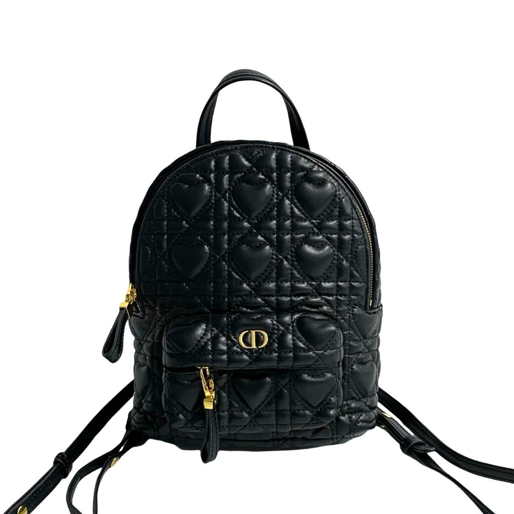 Christian Dior Heart Cannage CD Logo Metal Hardware Leather Backpack 03292