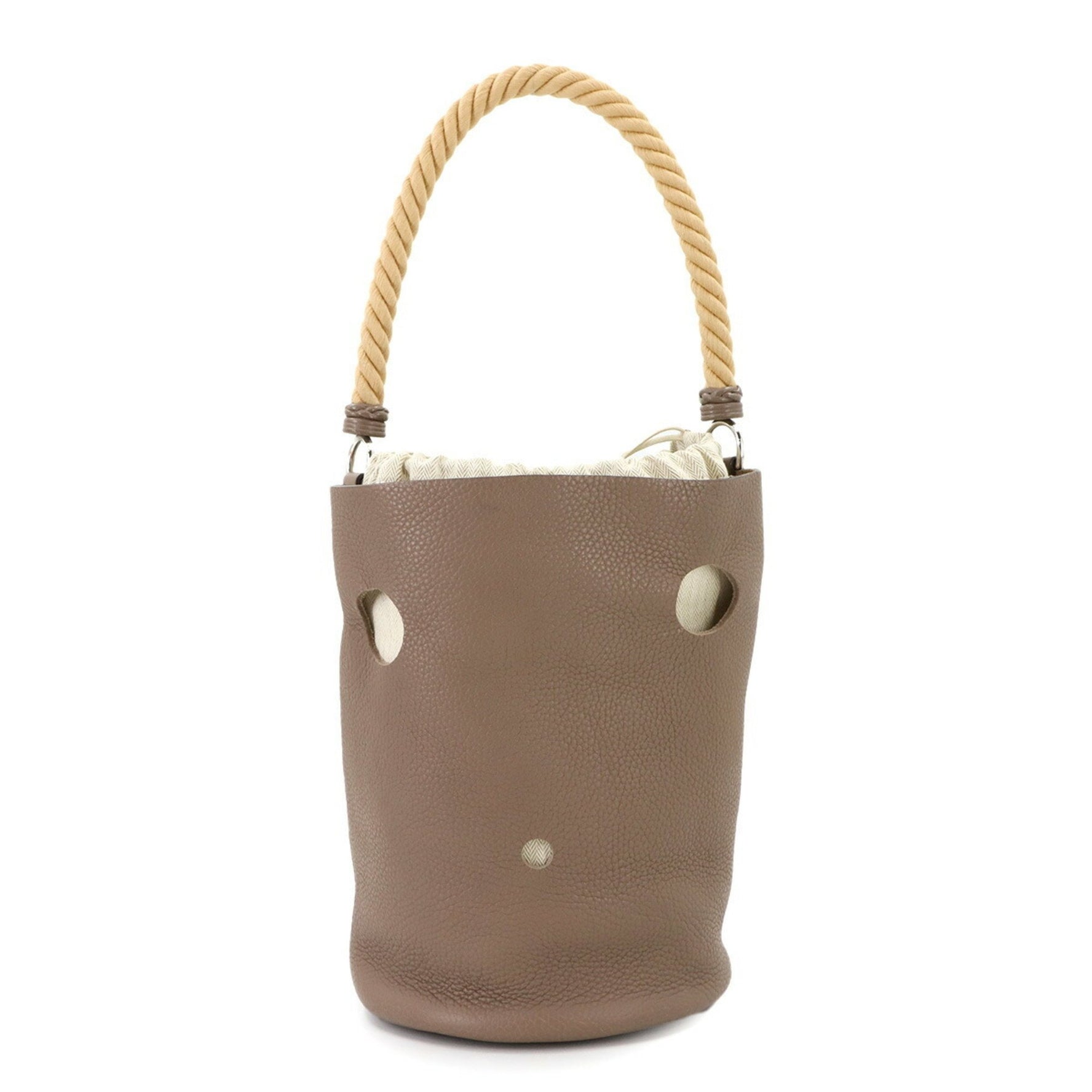 Hermes Hermès Mangeoire GM Handbag in Taurillon Clemence Etoupe Leather with □I Stamp