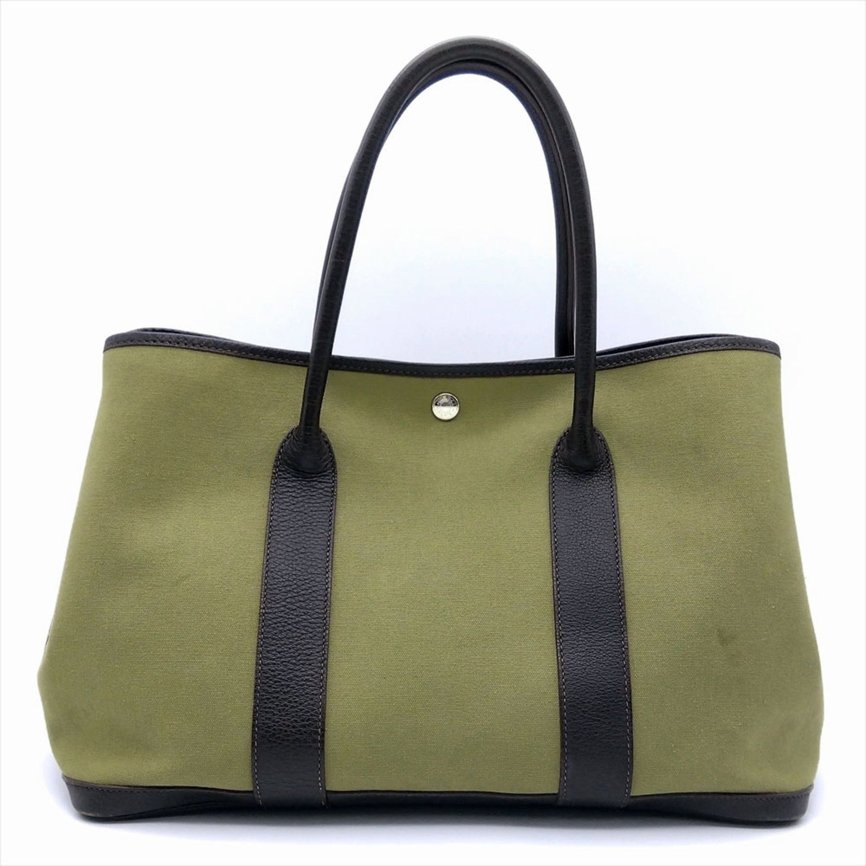 Hermes Garden PM Handbag Toile Officier Leather F Stamp Unisex