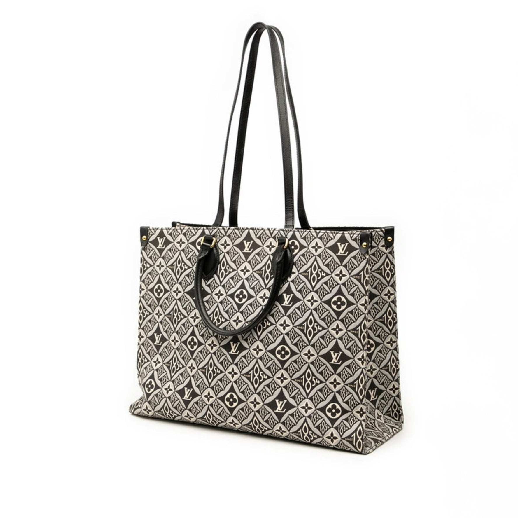 Louis Vuitton Monogram Jacquard On the Go GM Since 1854 Handbag Tote Bag Black and White Canvas Leather LOUIS VUITTON
