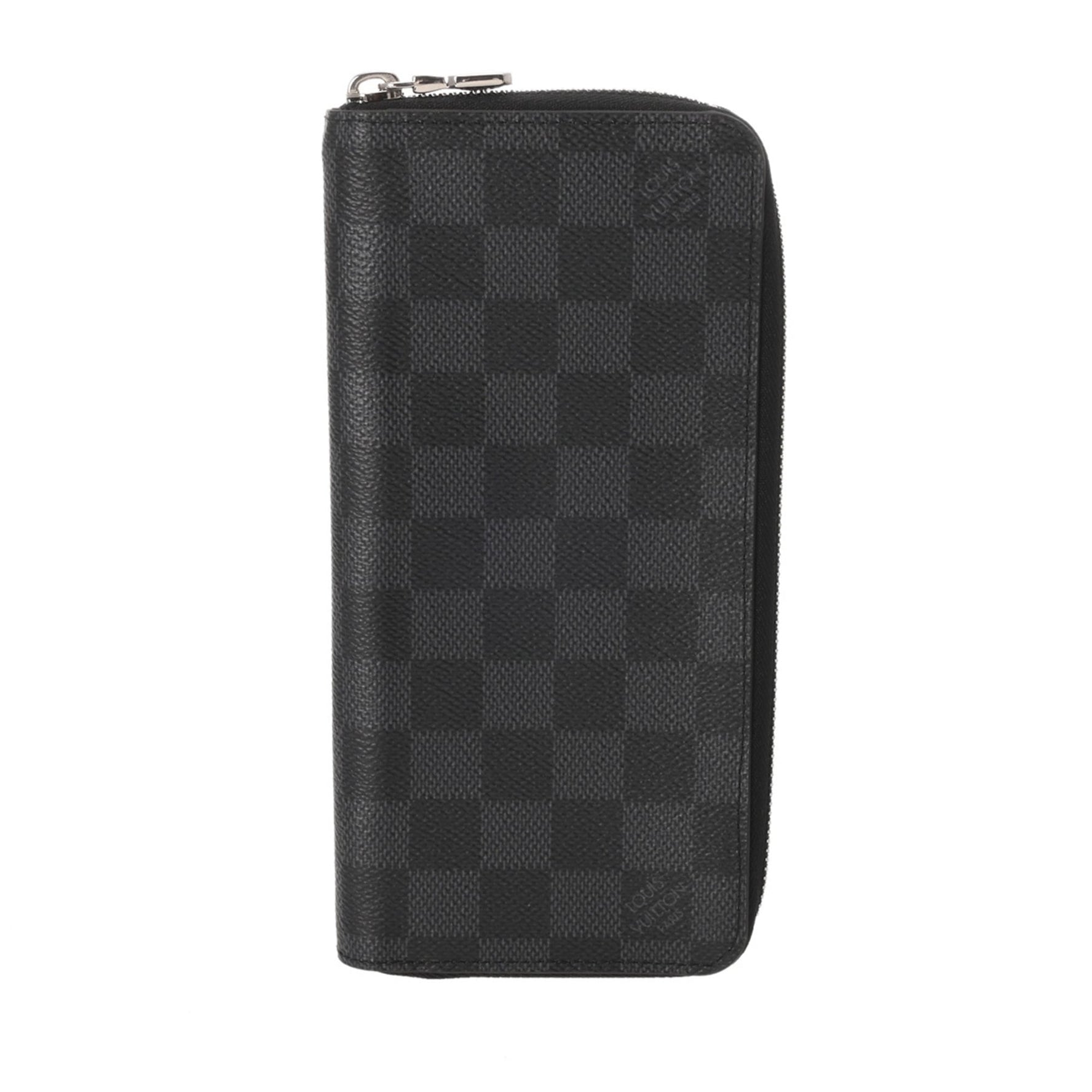 LOUIS VUITTON Damier Graphite Zippy Wallet Vertical Black/Grey Canvas Long A-Rank Pre-Owned Ginzo