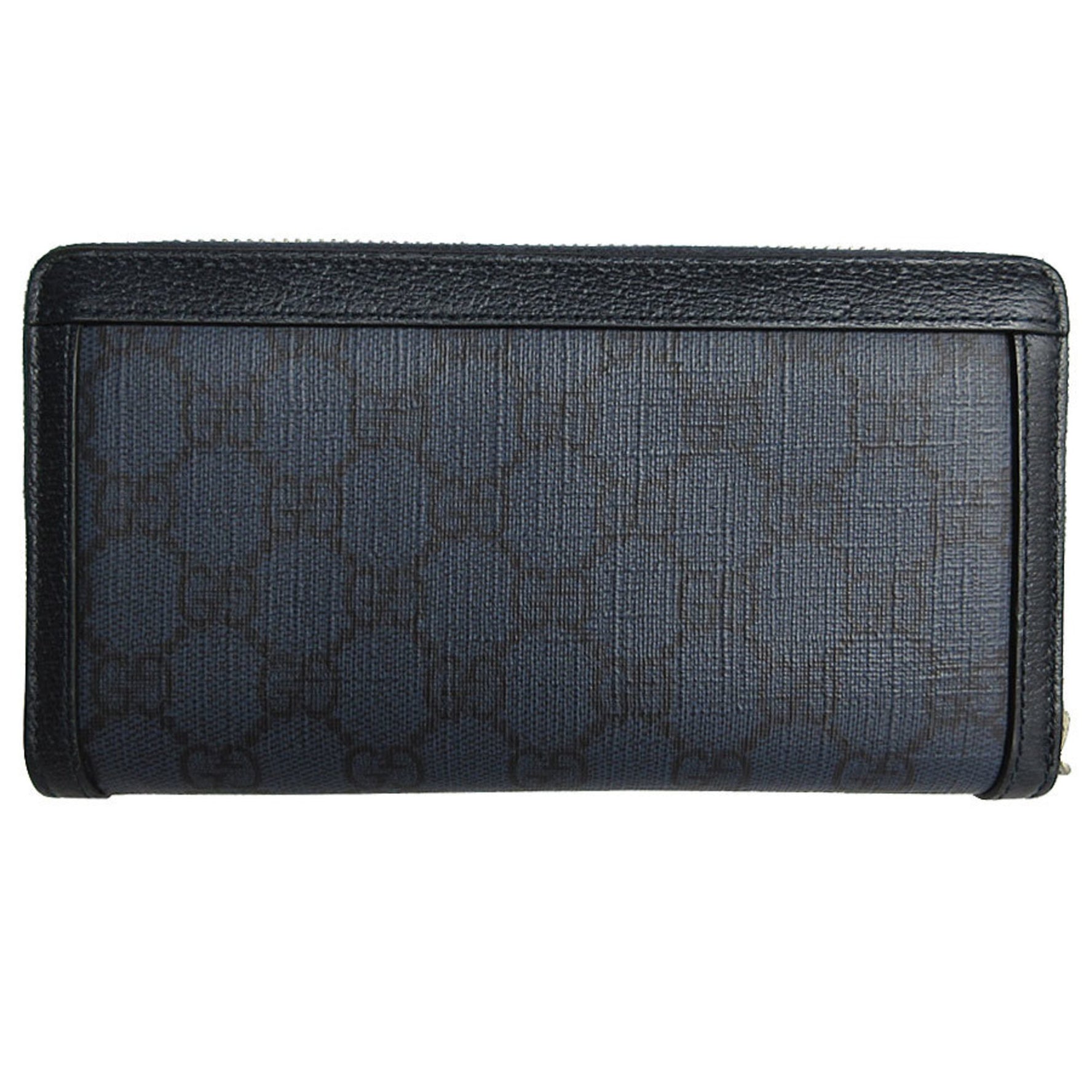 GUCCI Round Long Wallet GG Marmont Supreme Canvas Silver Men's