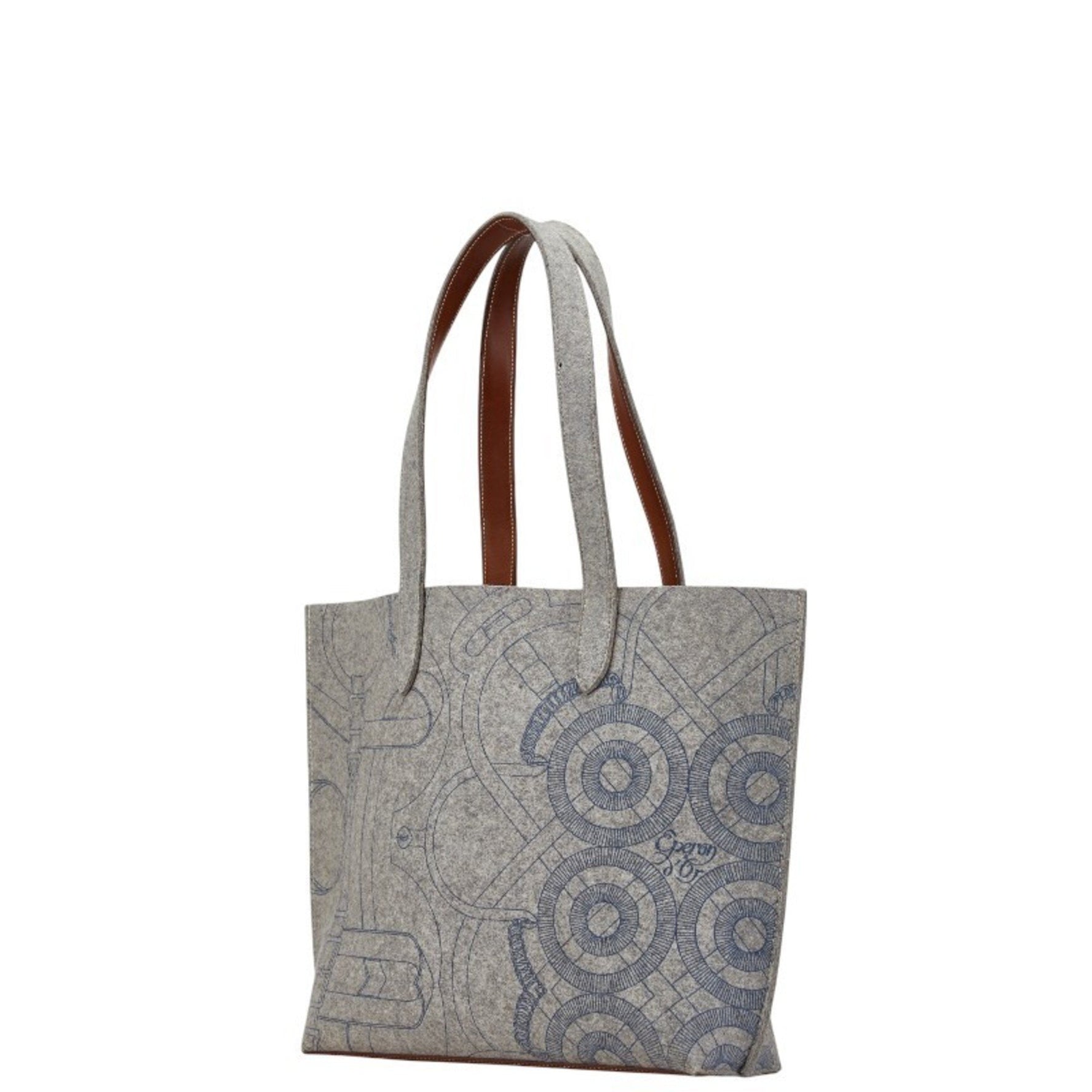 Hermes Sac Karimi MM Tote Bag Shoulder Grey Felt Calf Leather Women's HERMES
