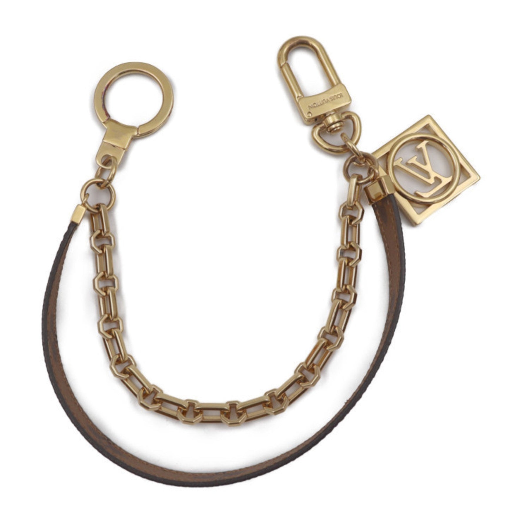 Louis Vuitton Chenne Dauphine Keychain Monogram Reverse Canvas Gold Hardware Key Ring Bag Charm