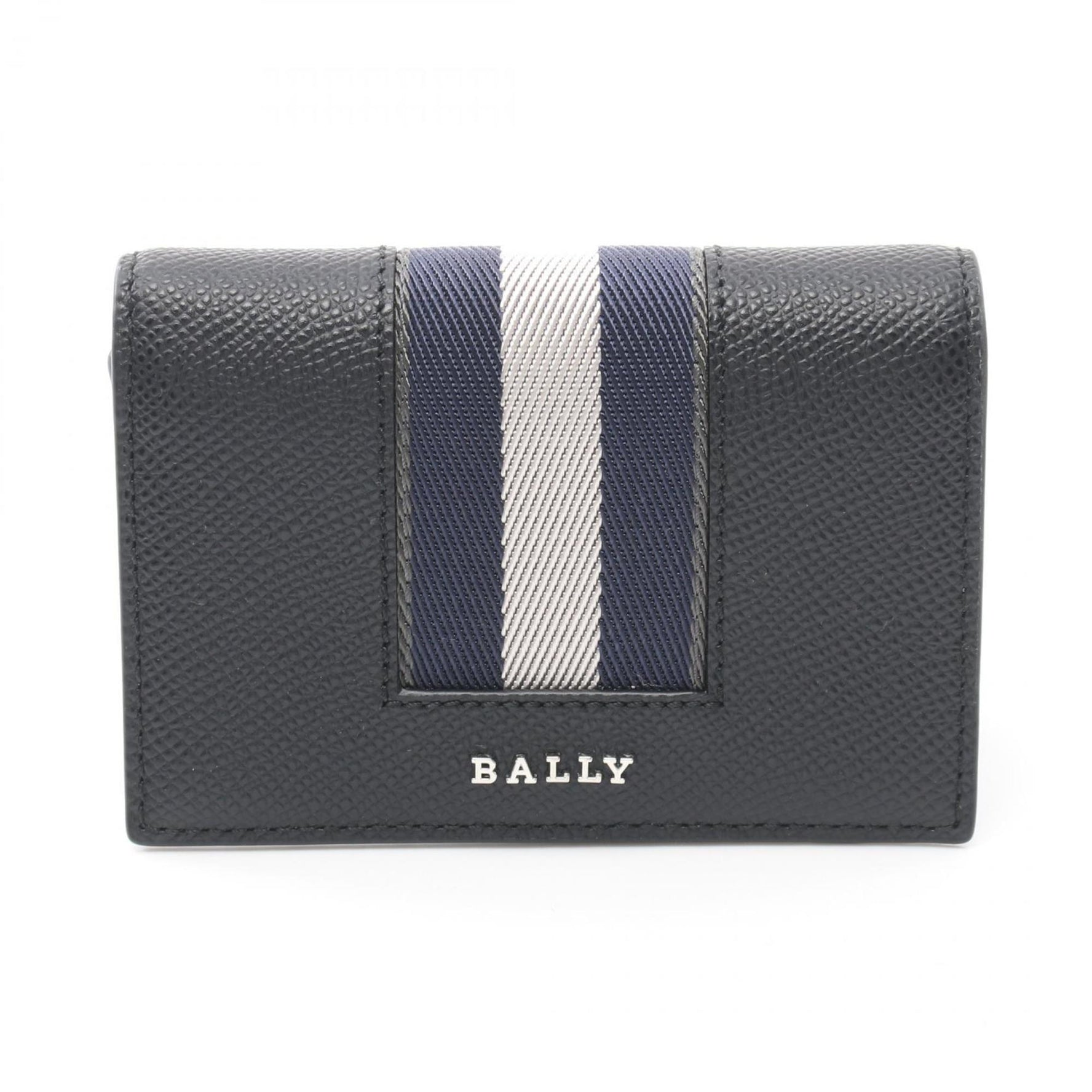 BALLY Business Card Holder/Card Case Leather Men's Black Navy Grey 6309705U901P