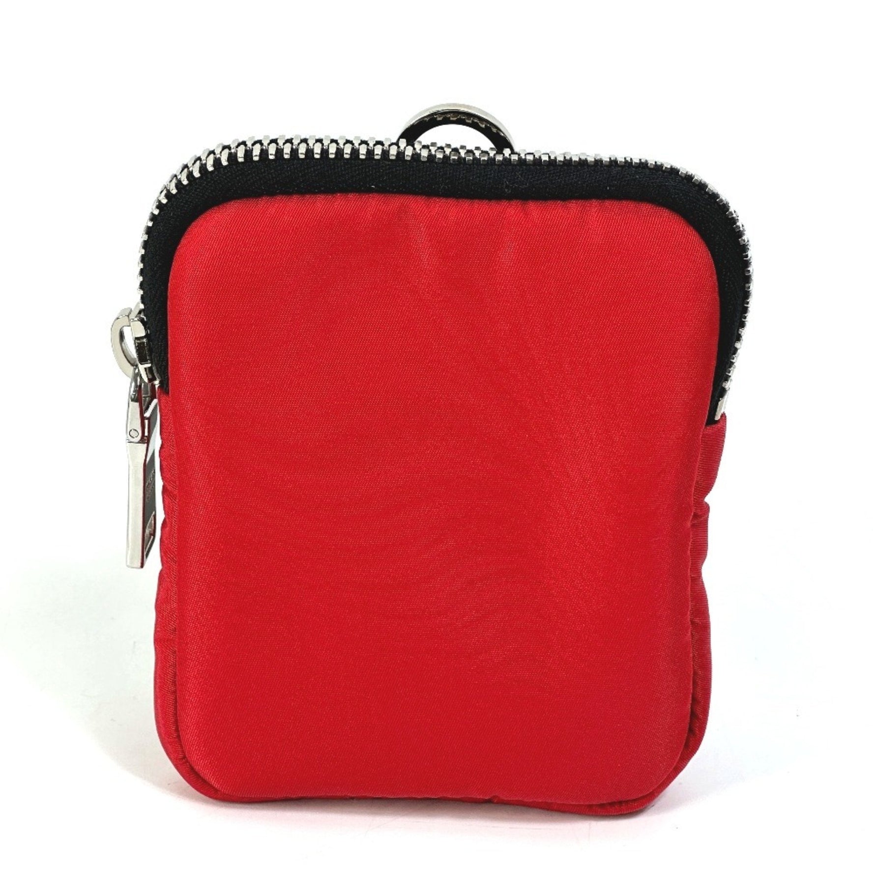 PRADA Triangle Logo TESSUTO SOFT Two-Tone Pouch in Nylon, Red
