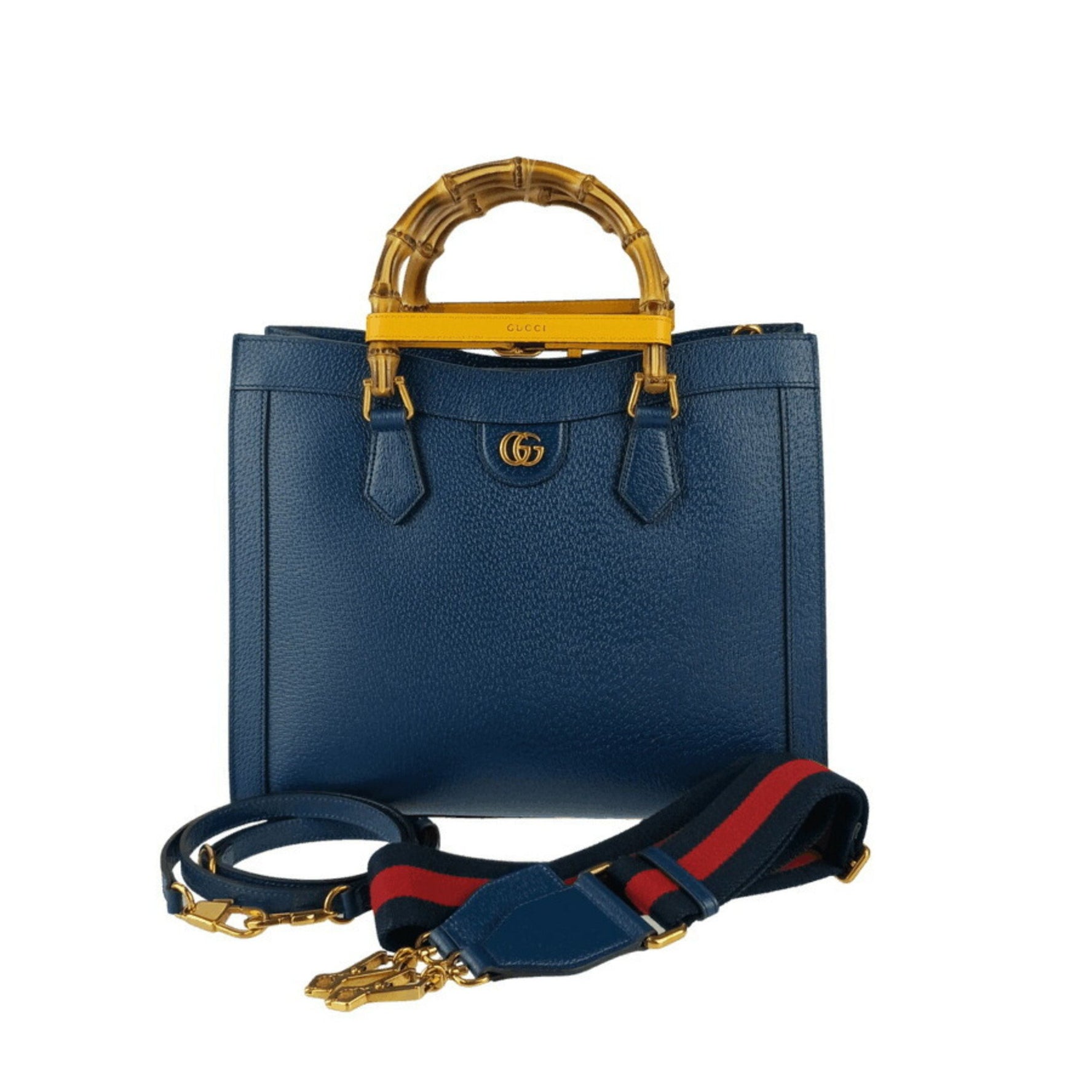 GUCCI Diana Medium Tote Bag Royal Blue Leather Shoulder