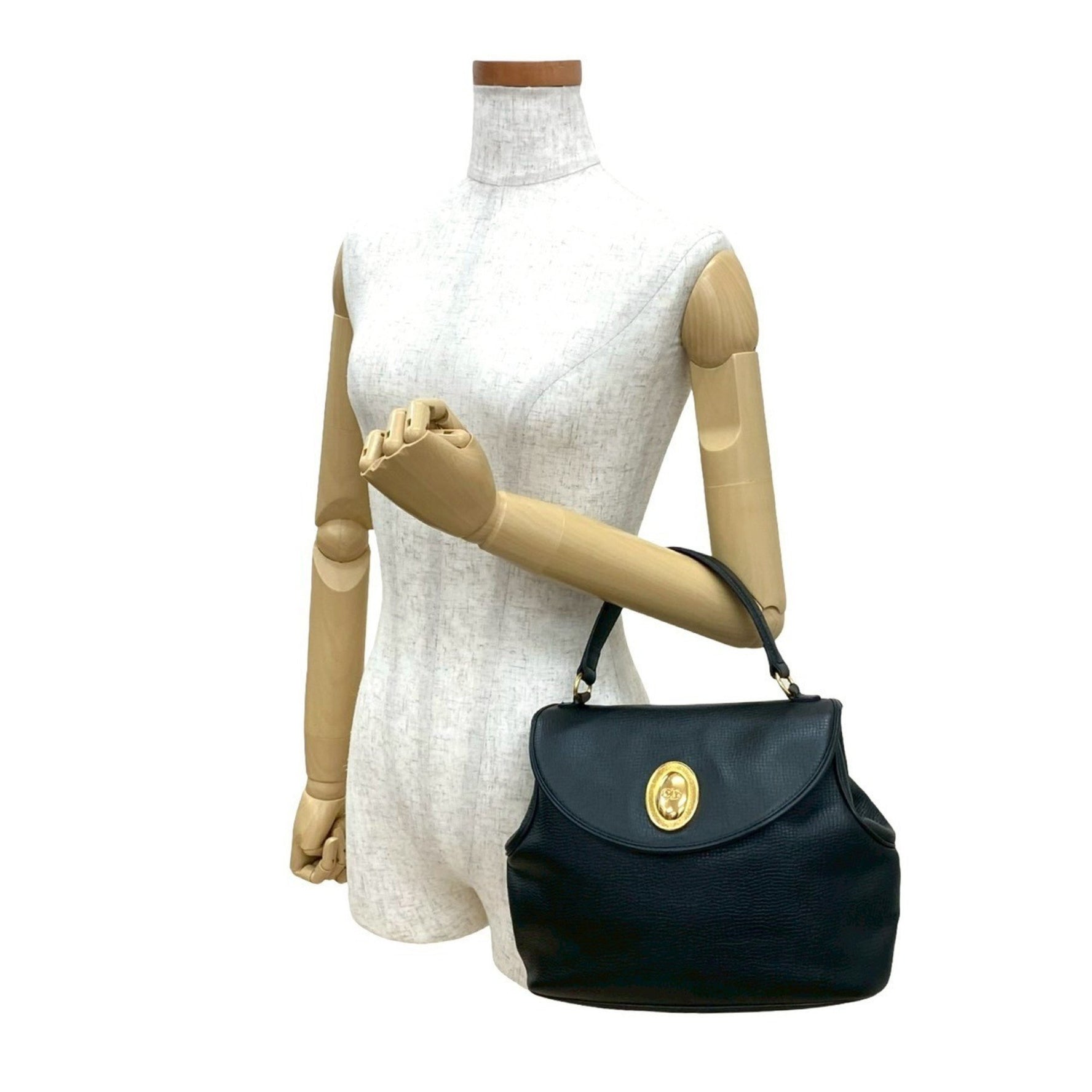 Christian Dior CD logo hardware leather handbag mini tote bag