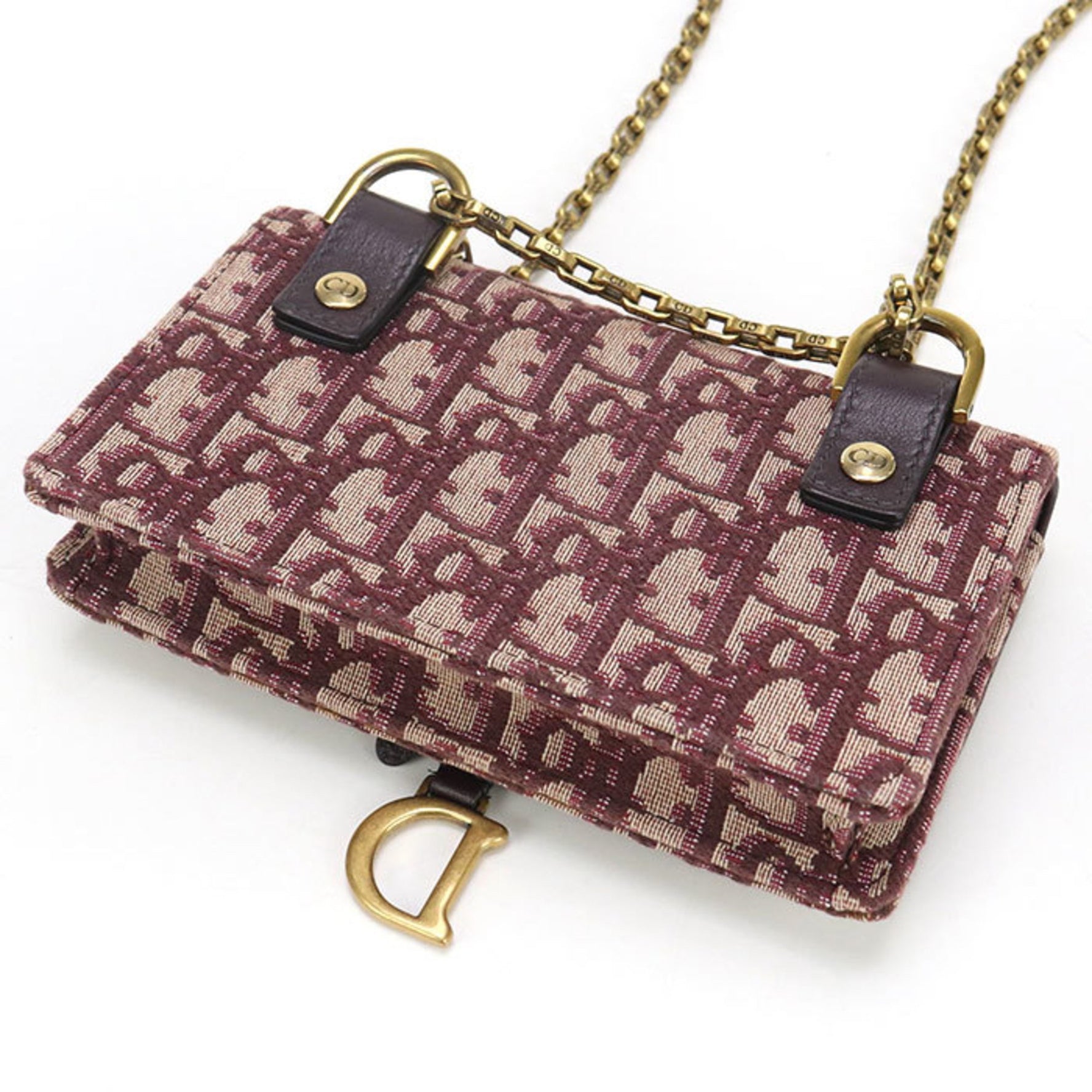 Christian Dior DIOR Dior Crossbody Shoulder Bag Chain Pouch Small Saddle Red