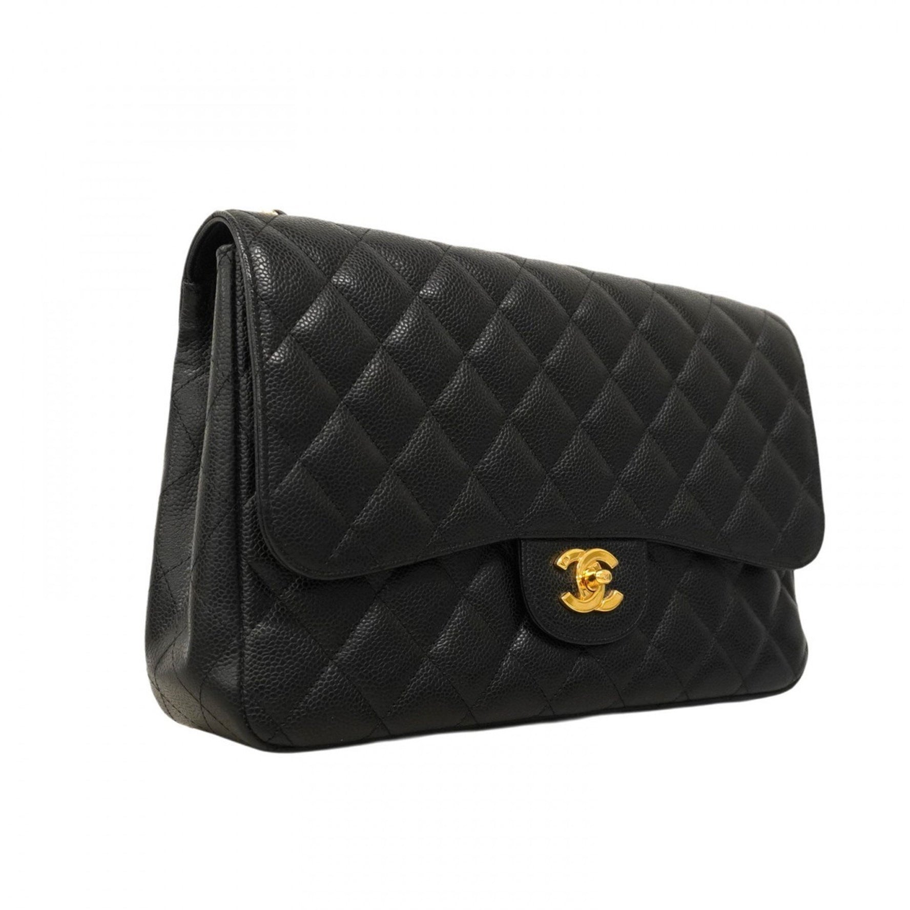 Chanel Shoulder Bag, Large Matelasse, Double Chain, Caviar Skin