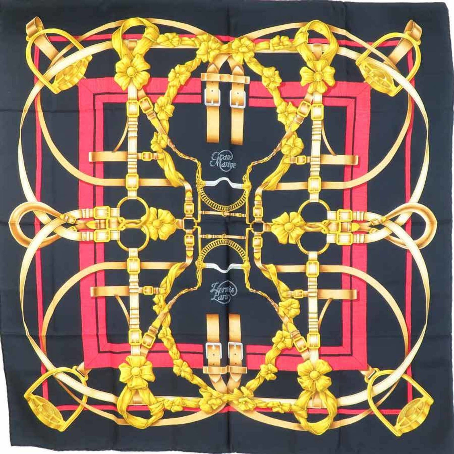 Hermes HERMES Scarf/Muffler Carre 90 Crano Manege Silk Black Multicolor Women's e59985j