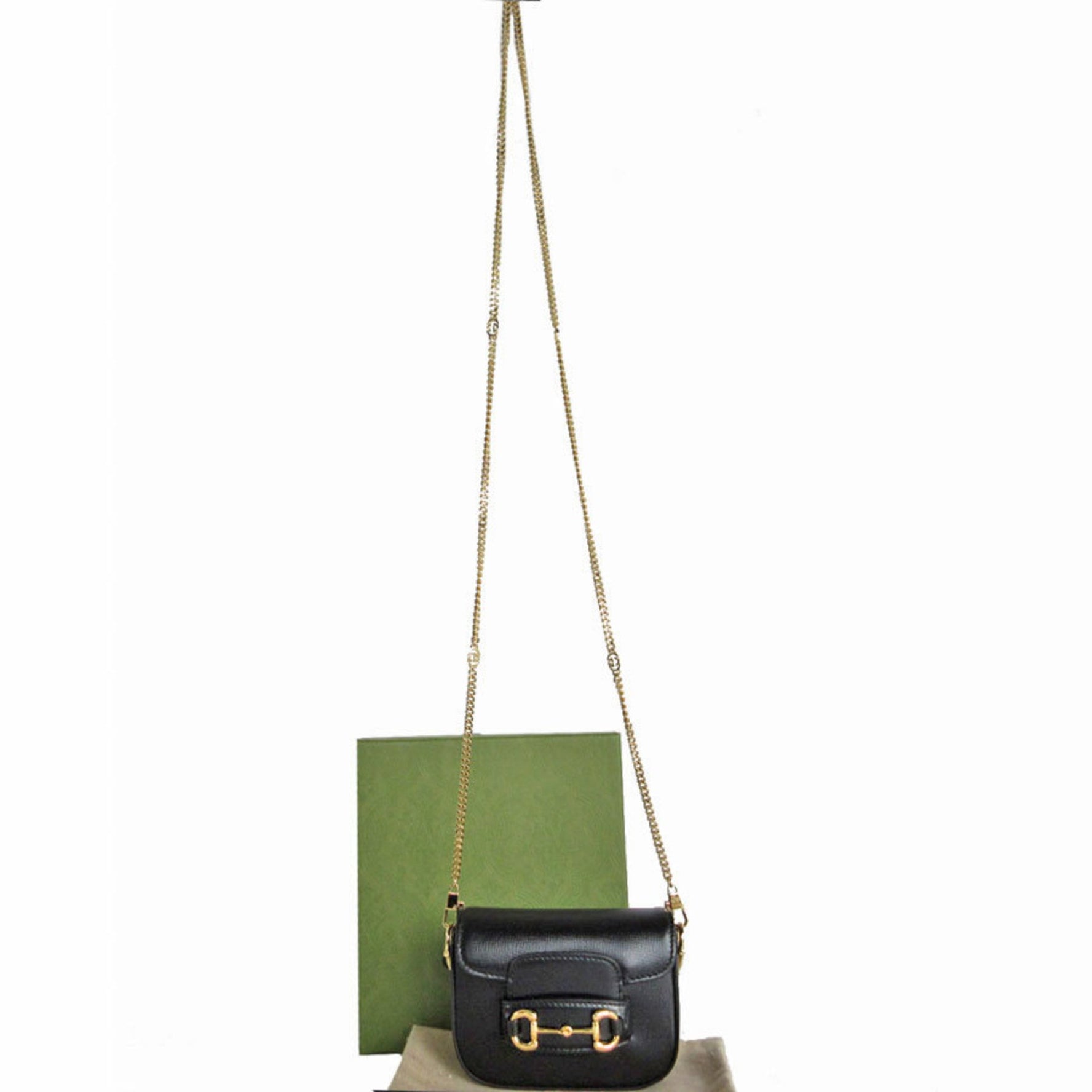 GUCCI Shoulder Bag Pochette Horsebit Leather Metal Black Women's s0085a