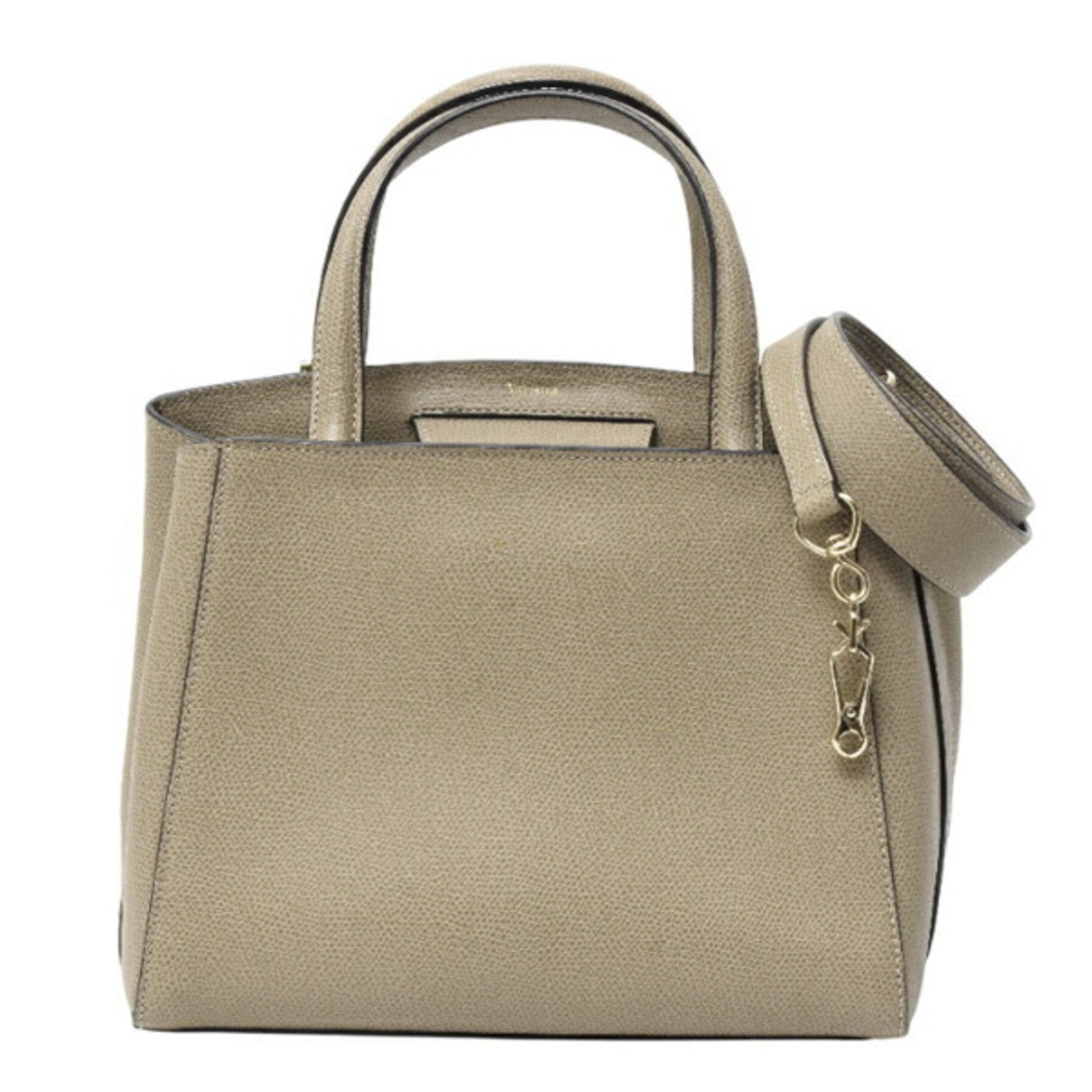 Valextra Small Triennale Handbag/Shoulder Bag in Greige Calfskin Leather