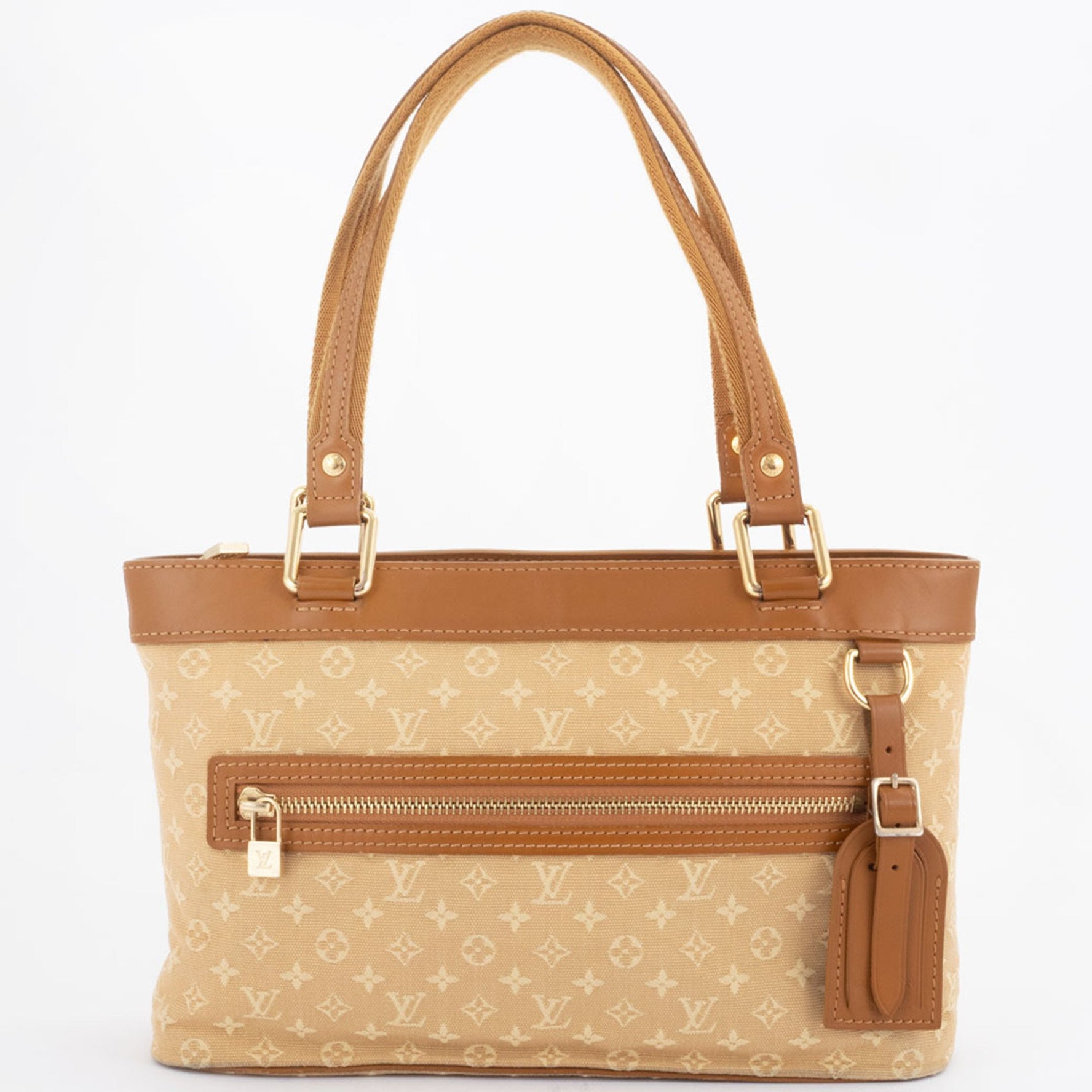 Louis Vuitton Luceille PM Handbag Monogram Mini Canvas Leather Beige Brown