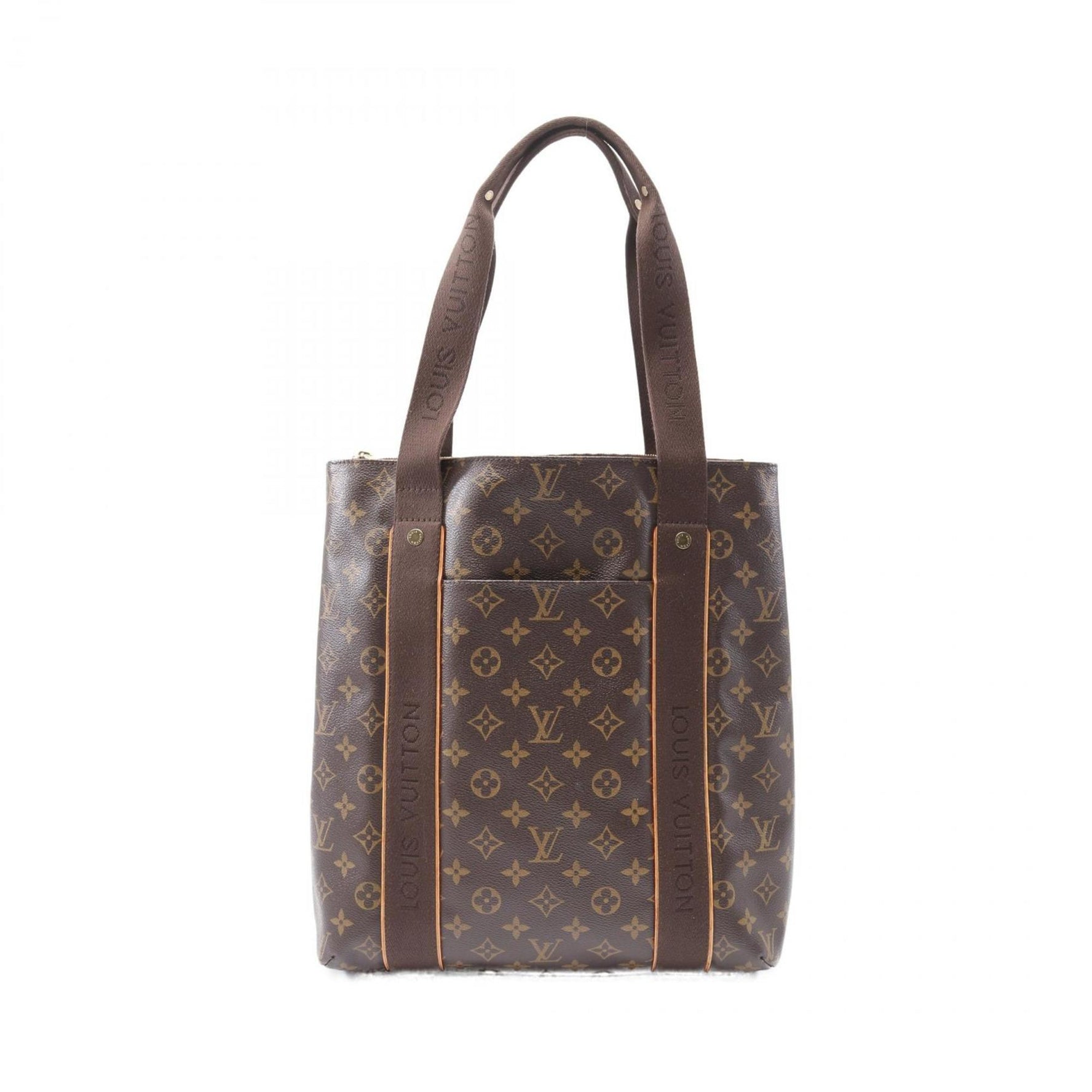 Louis Vuitton Cabas Bobur Tote Bag Coated Canvas Leather Monogram Men's Brown