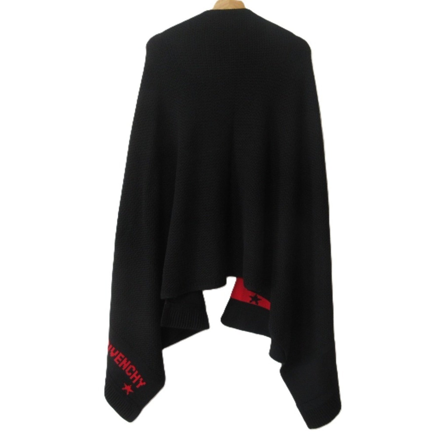 GIVENCHY Large Logo Knit Scarf Stole/Scarf Shawl Black x Red Men's