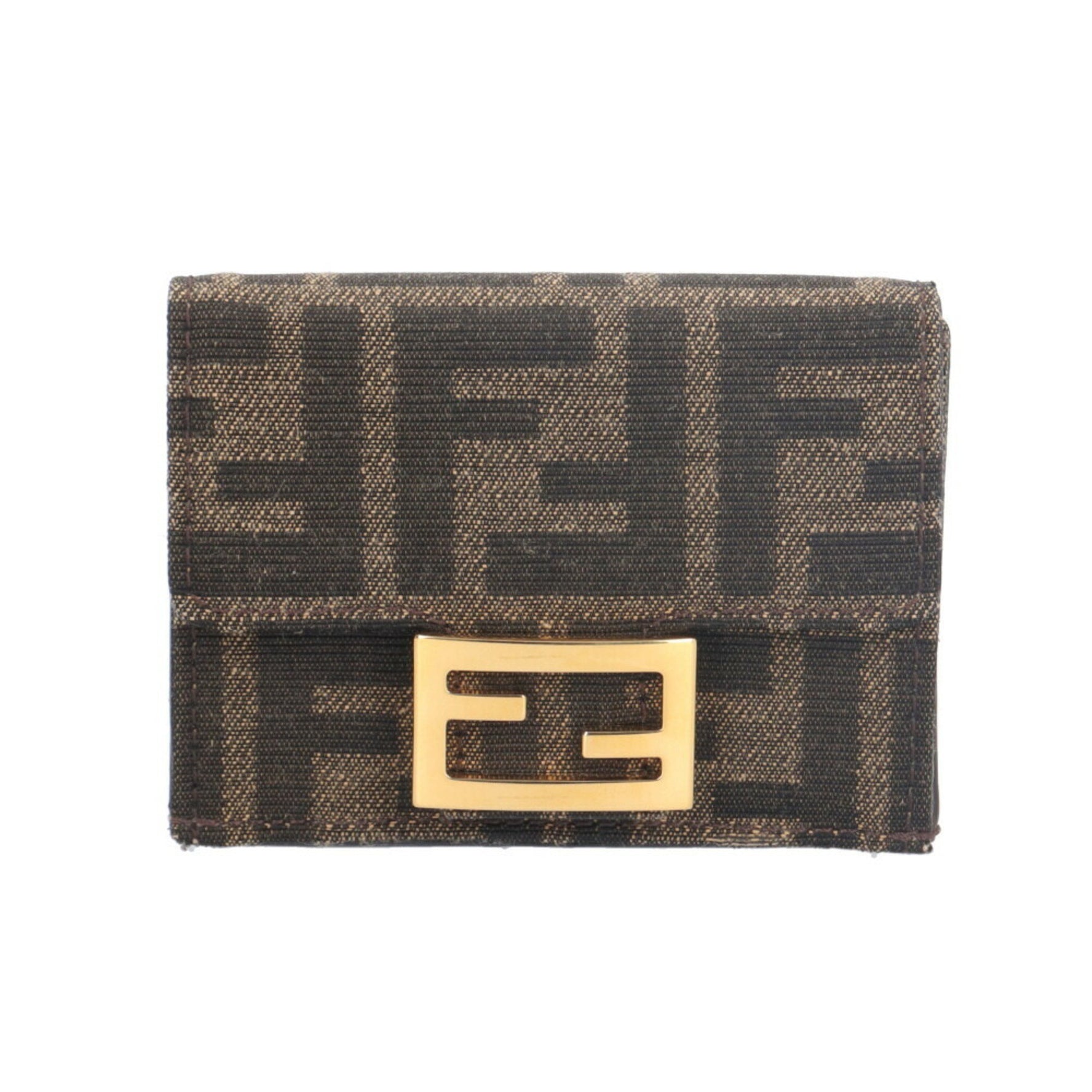 FENDI Baguette Micro Zucca Tri-fold Wallet in Fabric