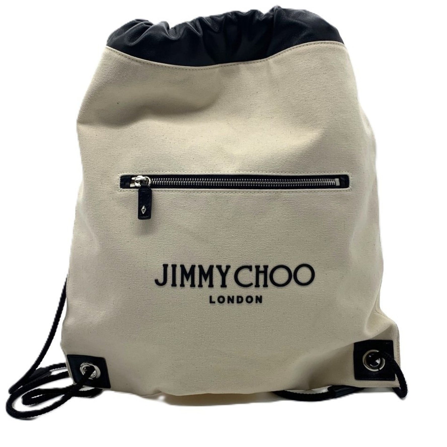 Jimmy Choo Canvas Backpack Knapsack White x Black