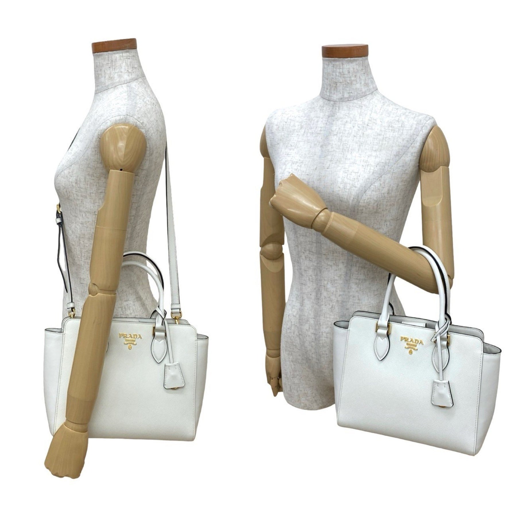 PRADA logo hardware, Saffiano leather handbag, mini tote bag, shoulder