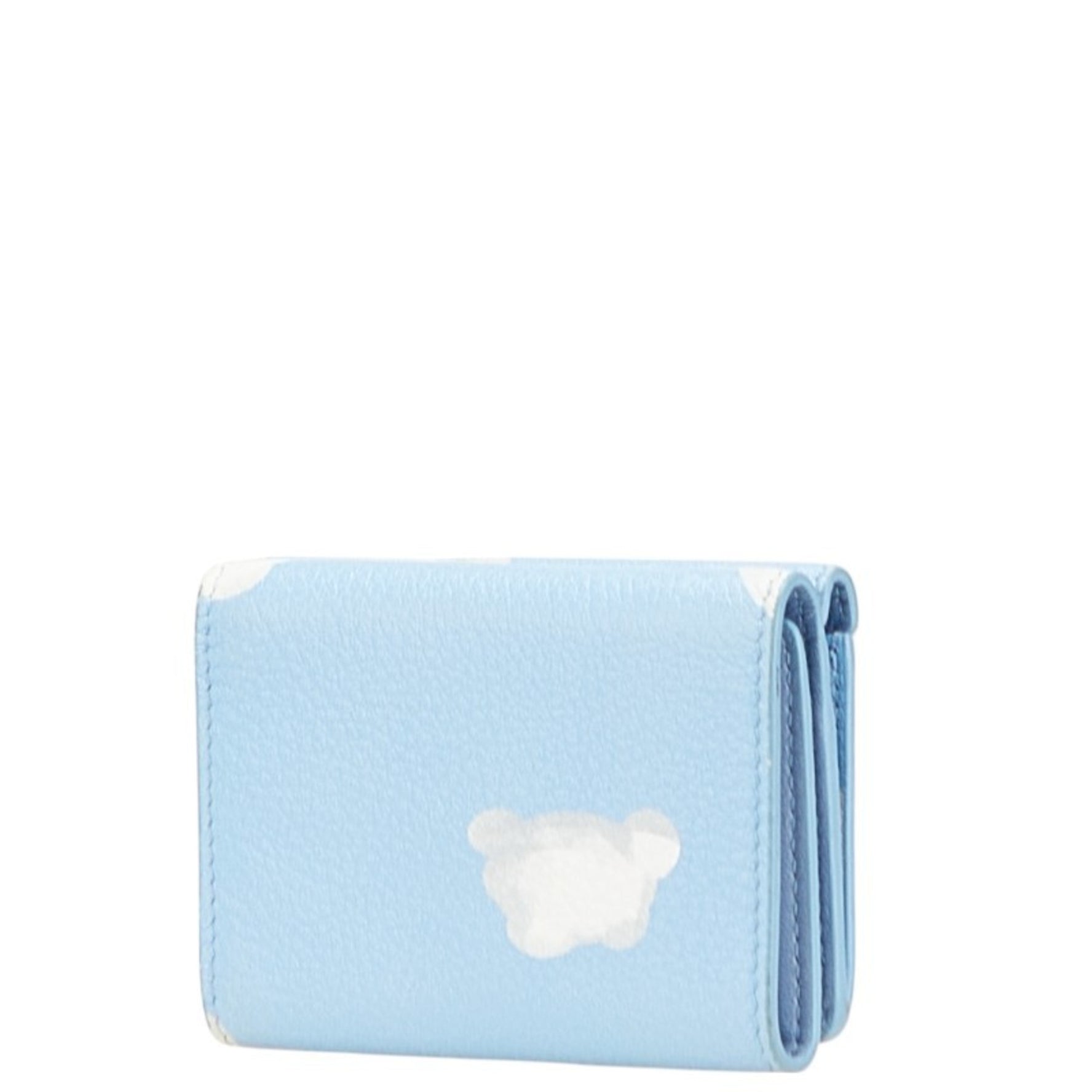 Balenciaga Paper Mini Wallet, Cloud Design, Tri-fold Compact Light Blue Leather