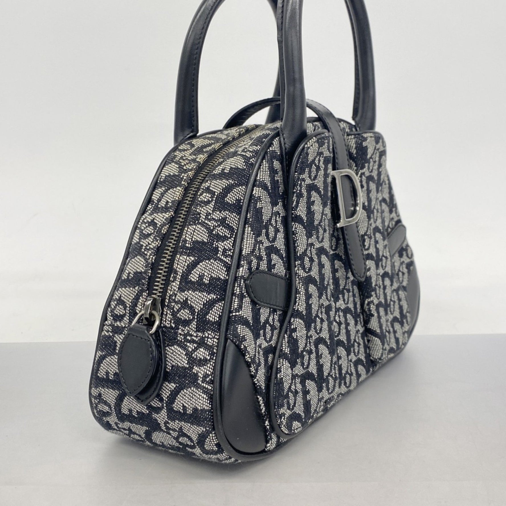 Christian Dior Trotter Double Saddle Canvas Handbag in Black and Grey for Women