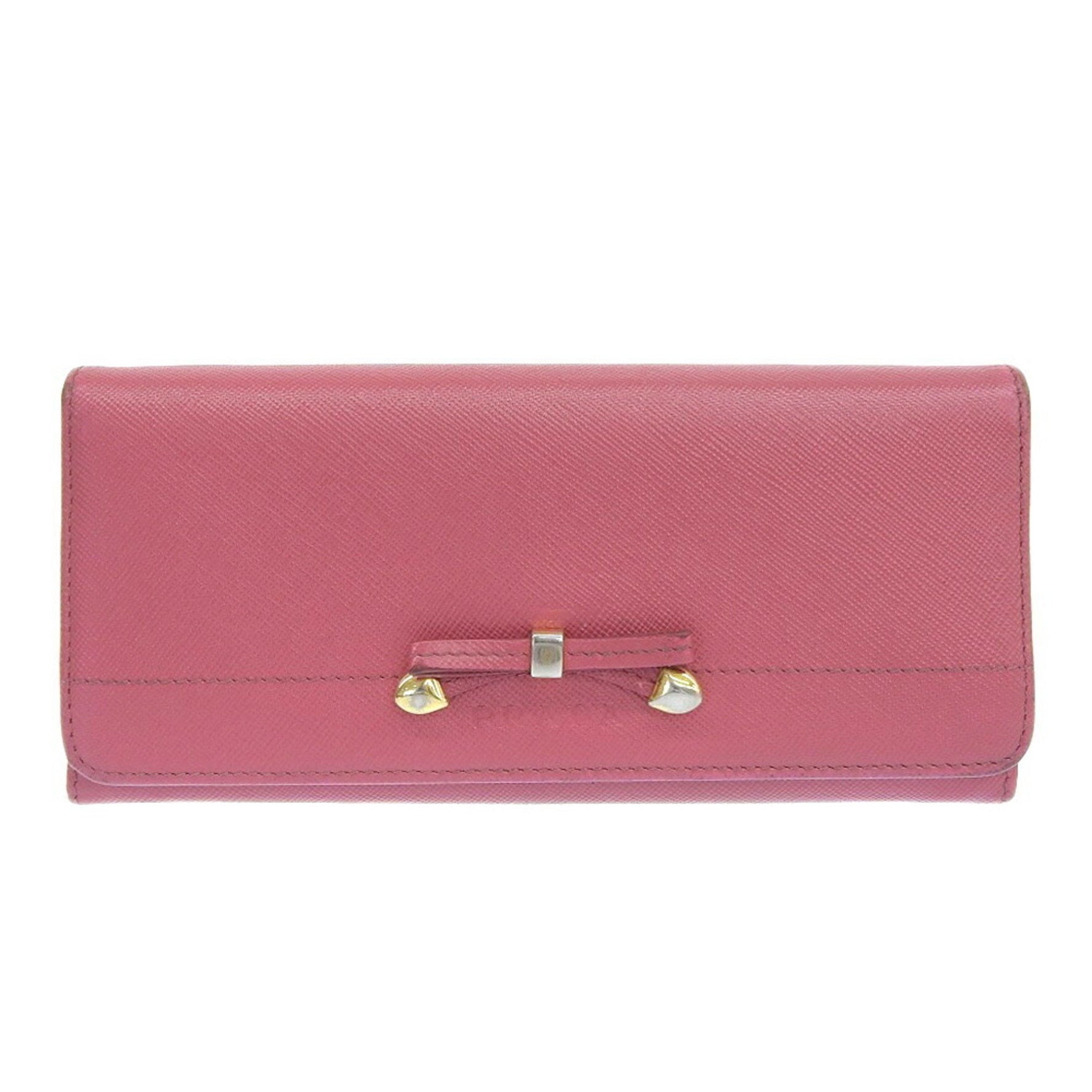 PRADA Prada Long Wallet Ribbon 1M1132 Saffiano Peonia Pink Women's