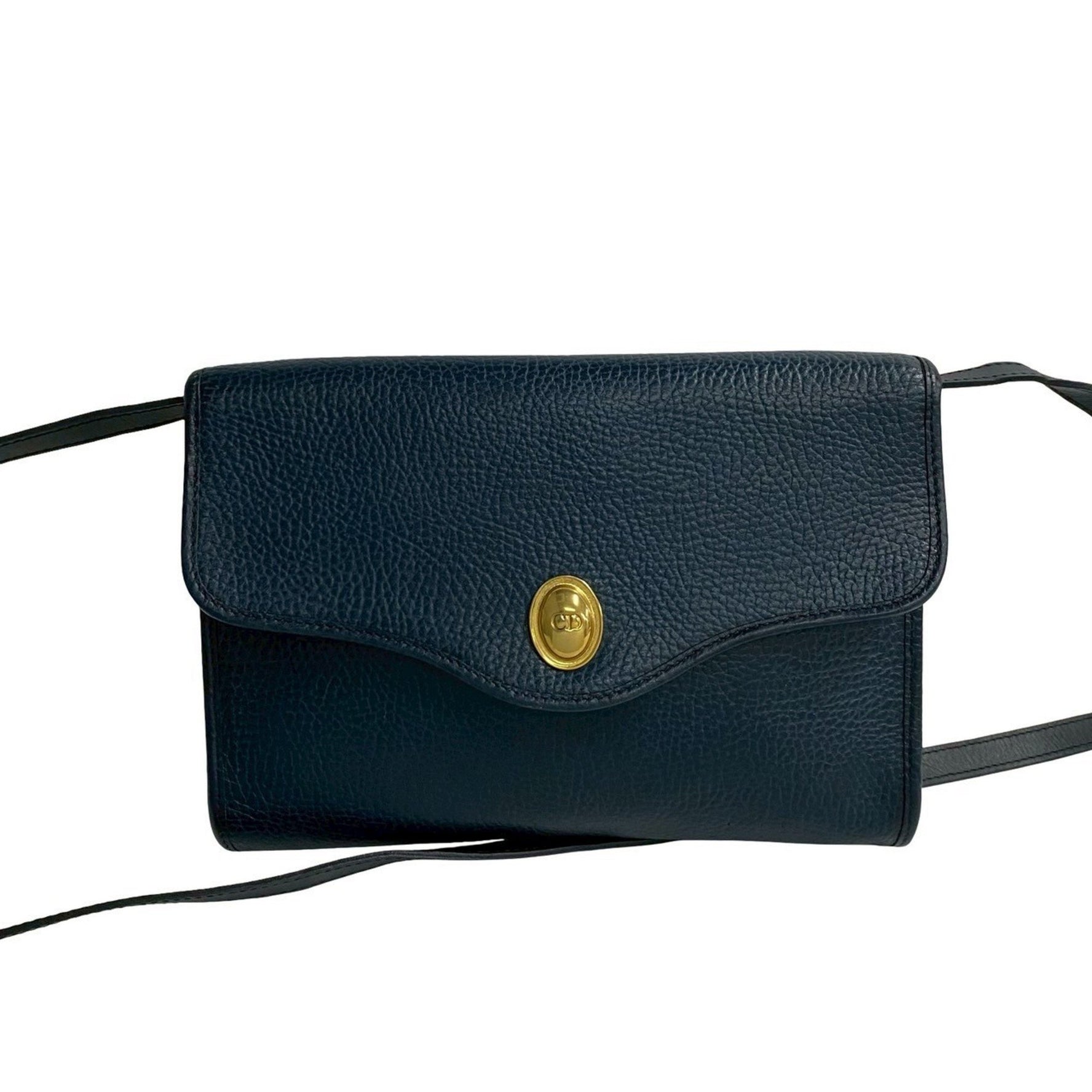 Christian Dior CD logo hardware leather genuine shoulder bag pochette sacoche