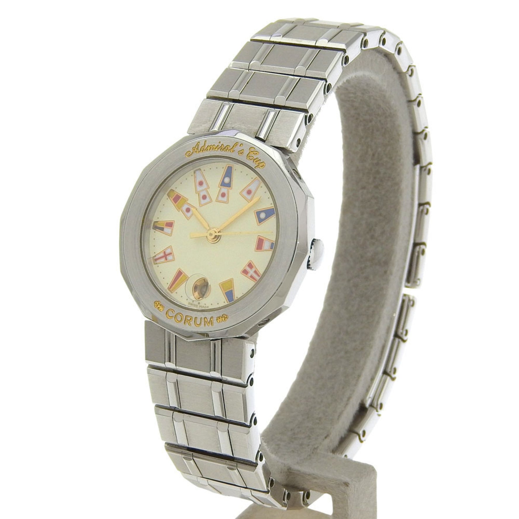 Corum Admiral's Cup Watch 39.610.20 Stainless Steel Quartz Analog Display White Dial