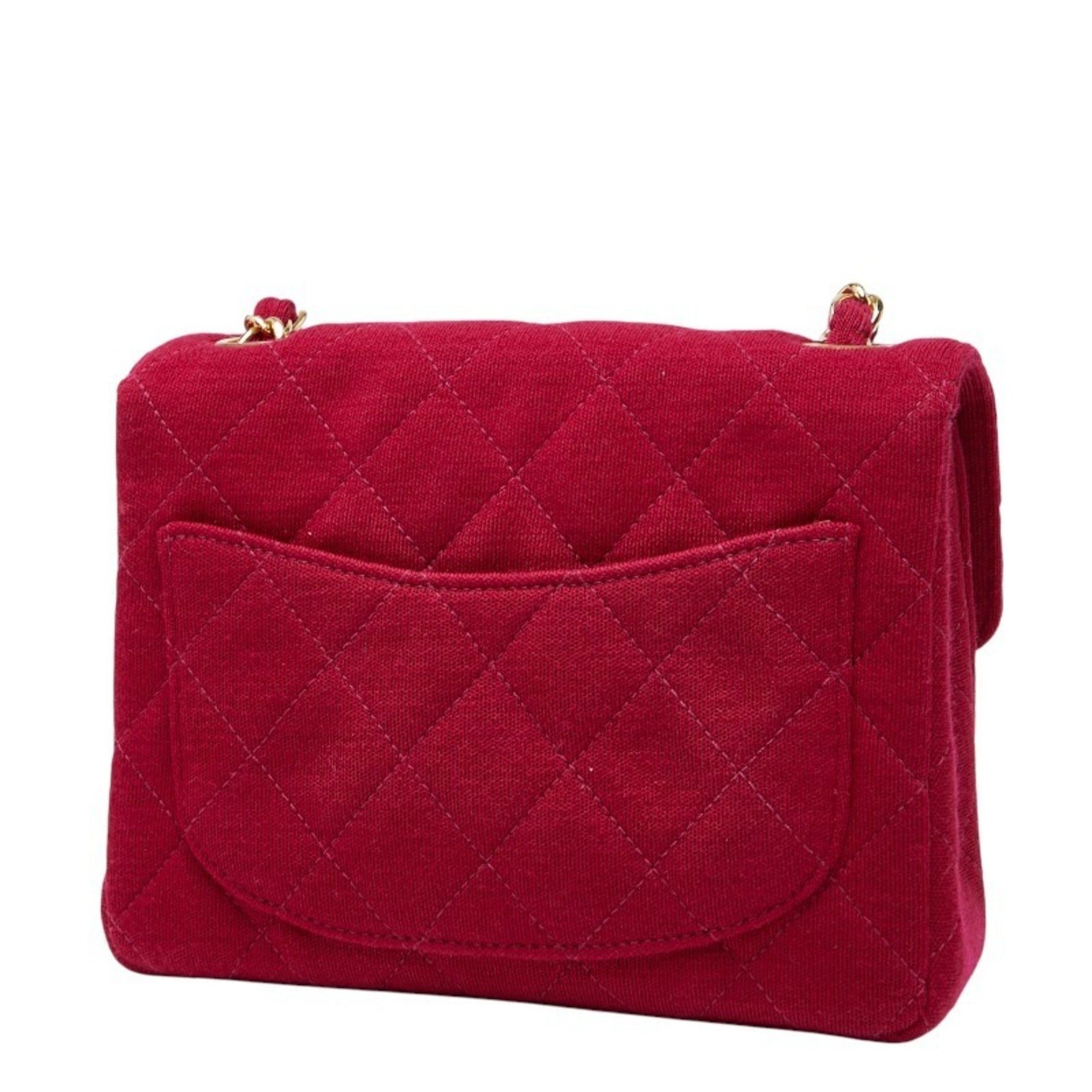 CHANEL Coco Mark Mini Matelasse 17 Chain Shoulder Bag, Red Cotton