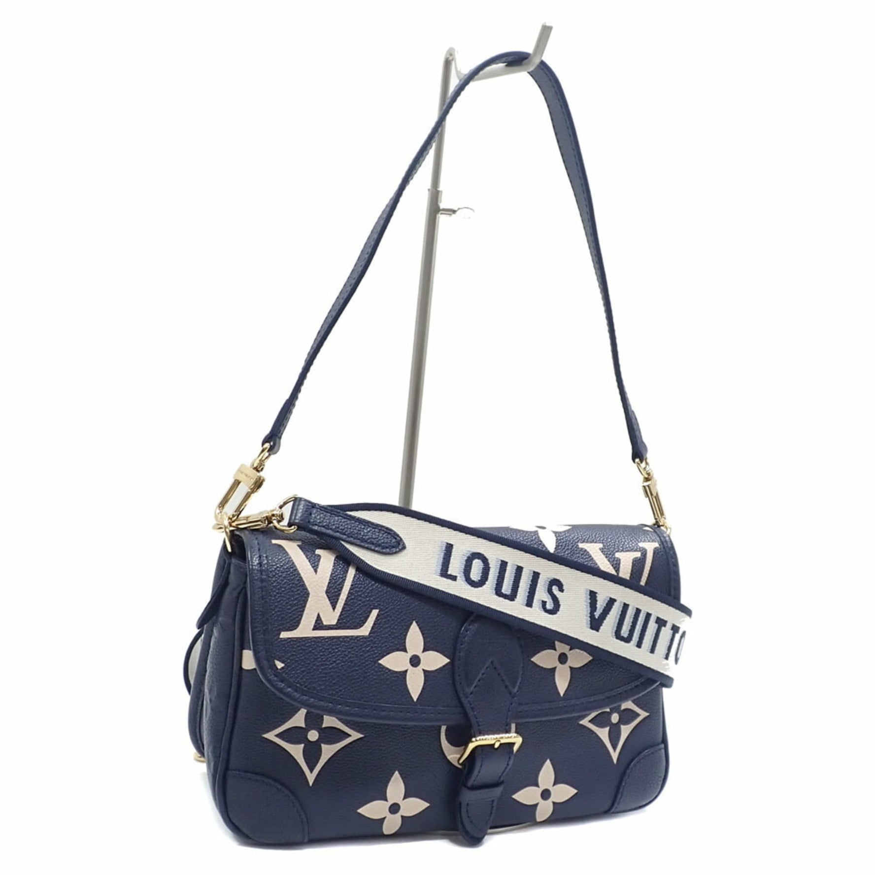 Louis Vuitton Two-Tone Monogram Empreinte Diane Shoulder Bag, NM PM, Navy, Creme Nautical