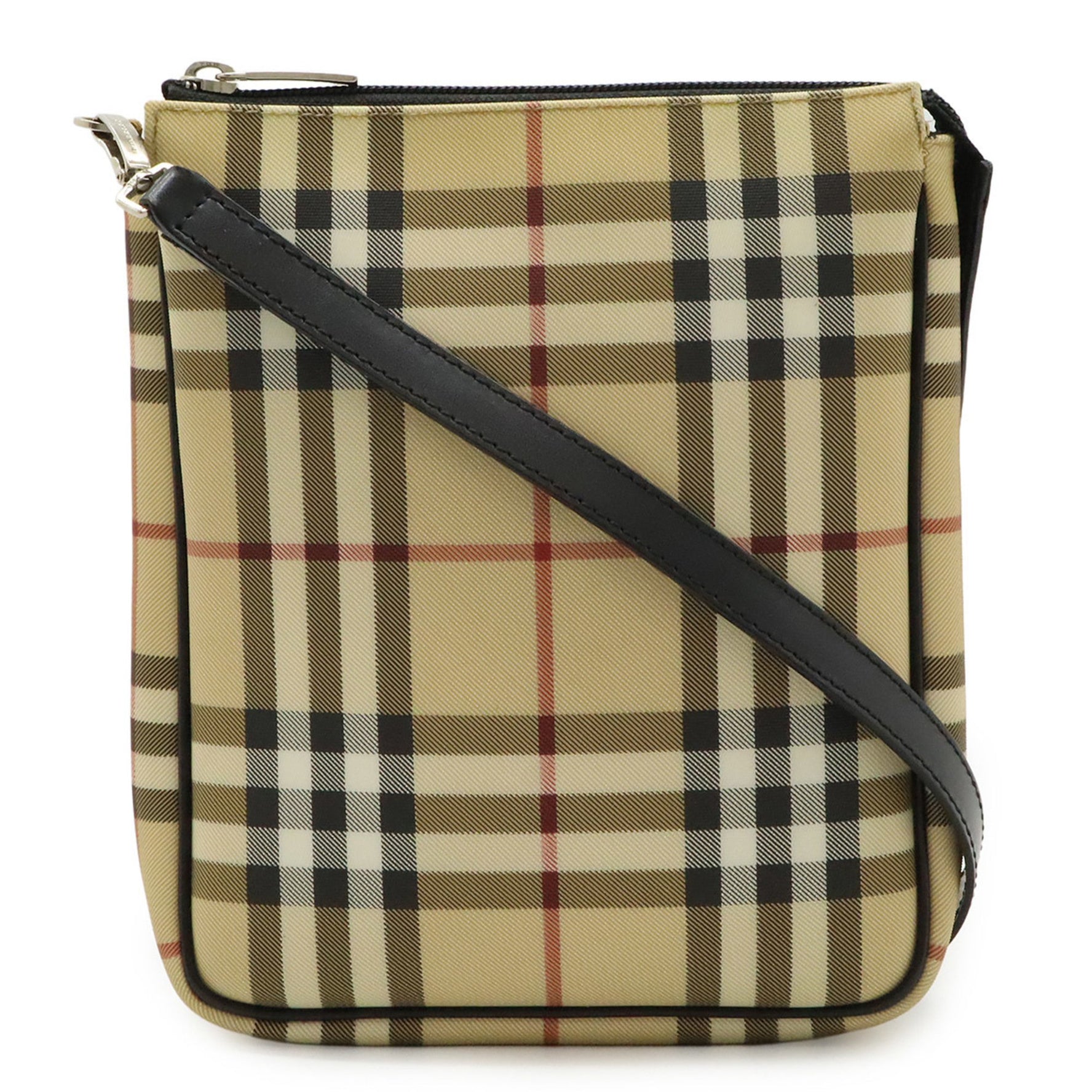 BURBERRY Nova Check shoulder bag/pouch in PVC and leather beige, black, burgundy.