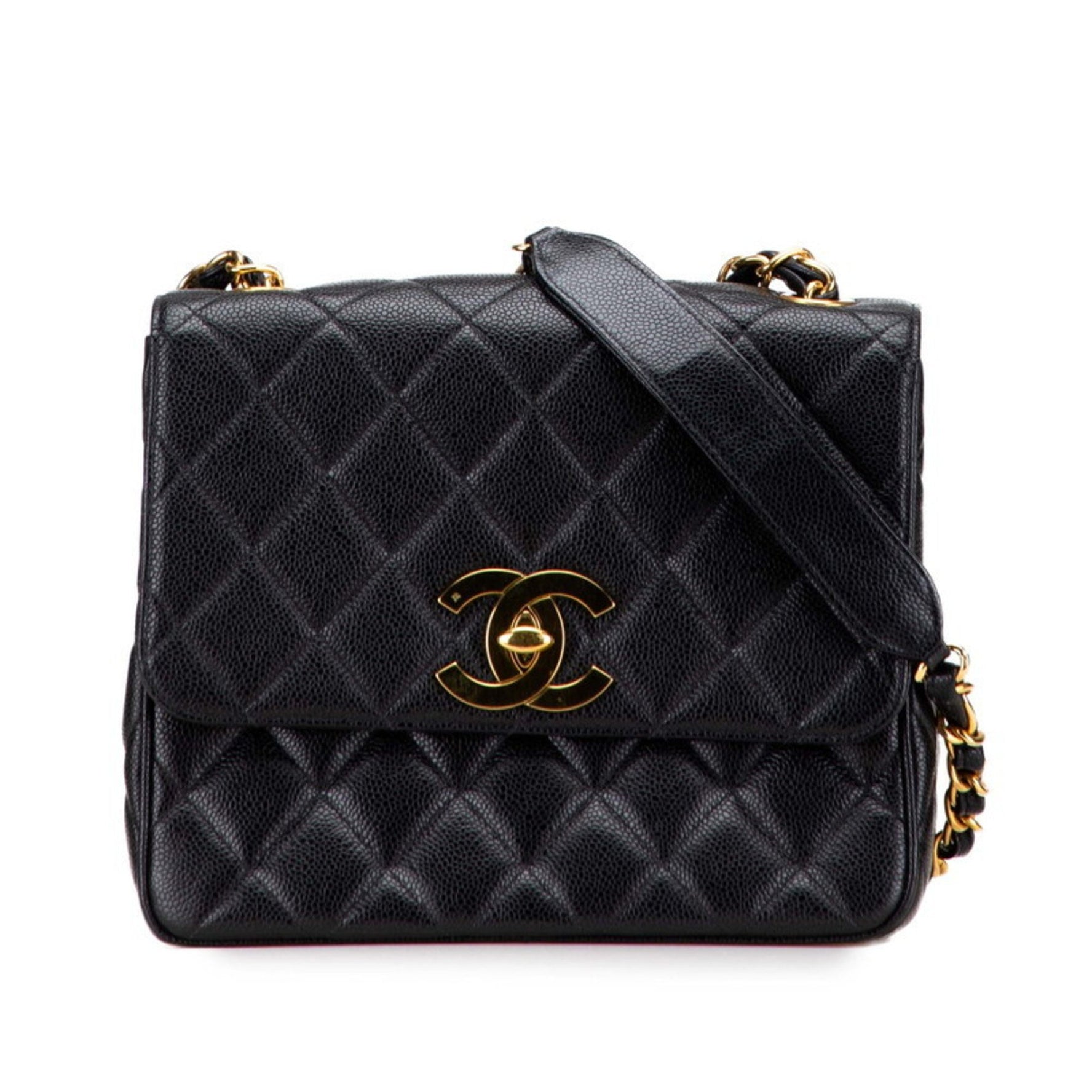 CHANEL Matelasse Coco Mark Chain Shoulder Bag in Caviar Skin