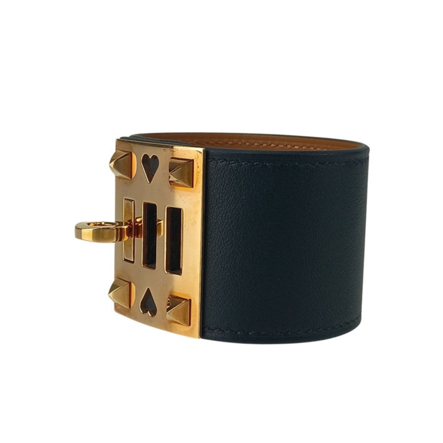 HERMES Bracelet As de Coeur Leather Pink