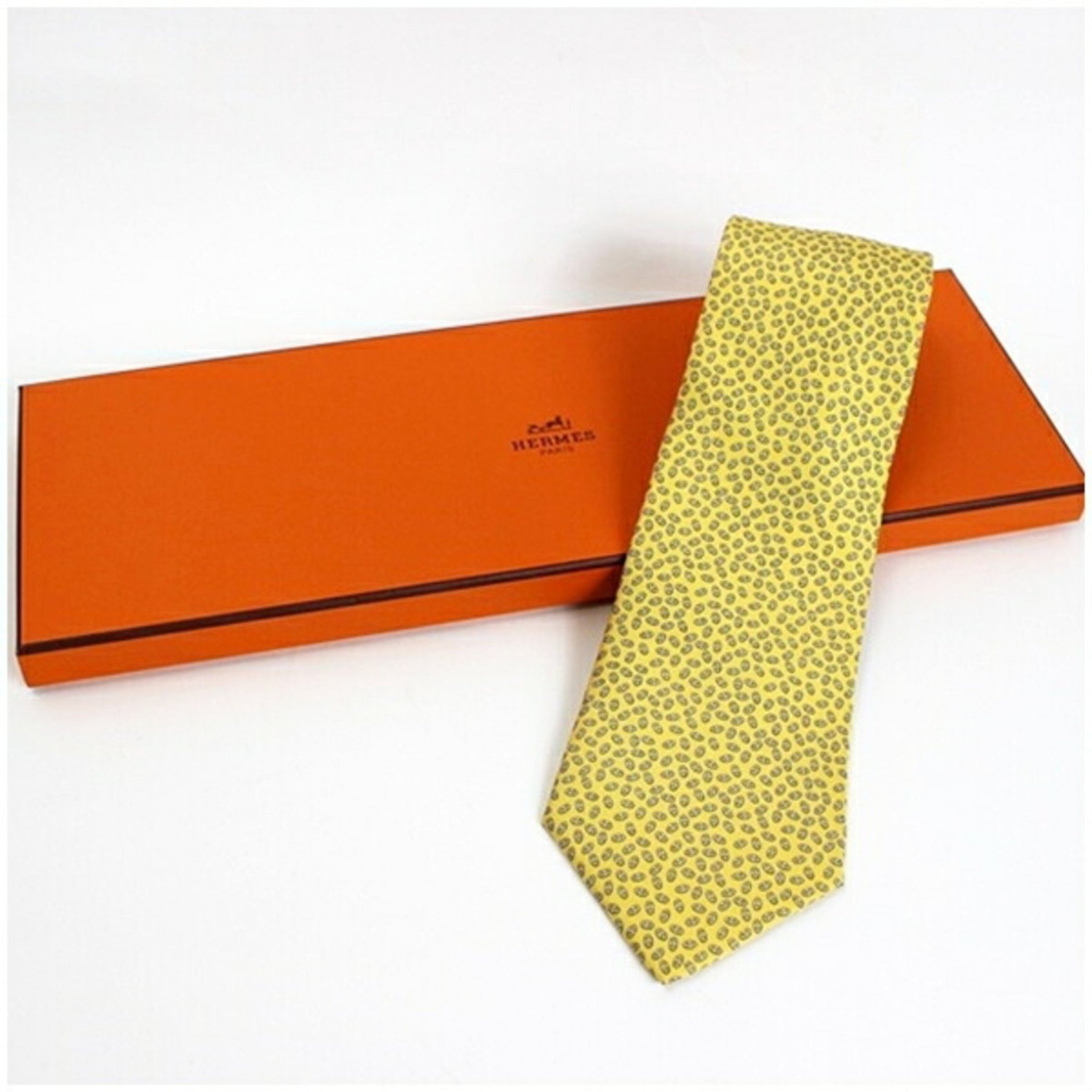 Hermes Silk Necktie Chaine d'Ancre Pattern